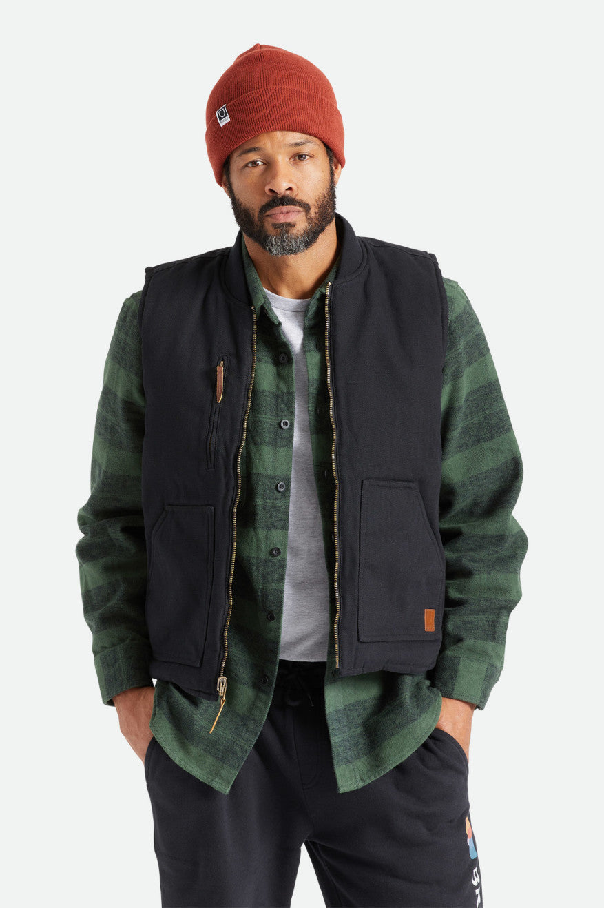 Men's Brixton Abraham Reversible Vest Jackets Black | 1542YXLFN