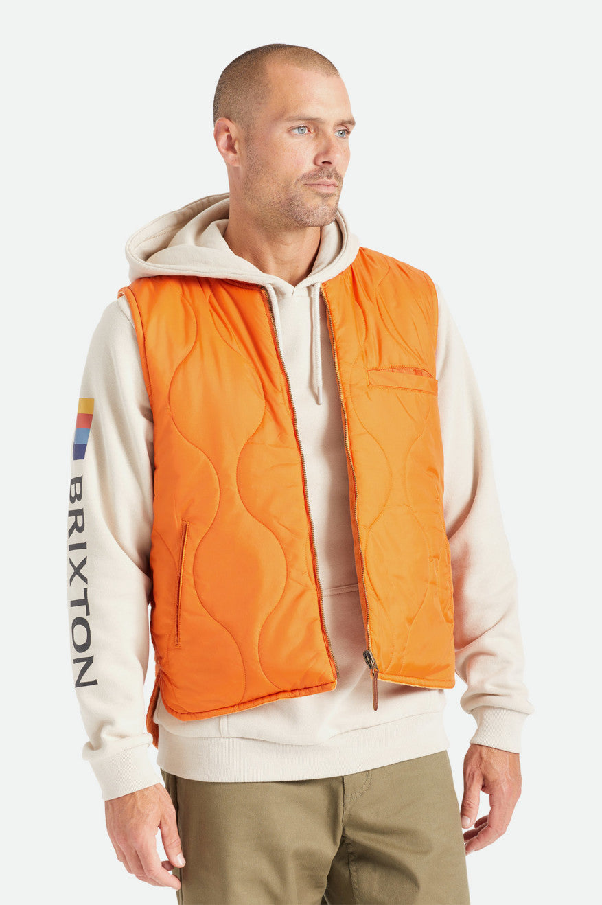 Men's Brixton Abraham Reversible Vest Jackets Orange | 5267UJFQI