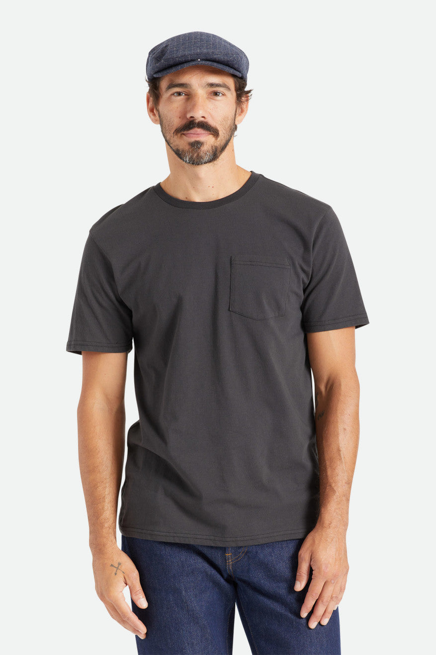 Men's Brixton Basic S/S Pocket Tops Black | 6142WGIRA