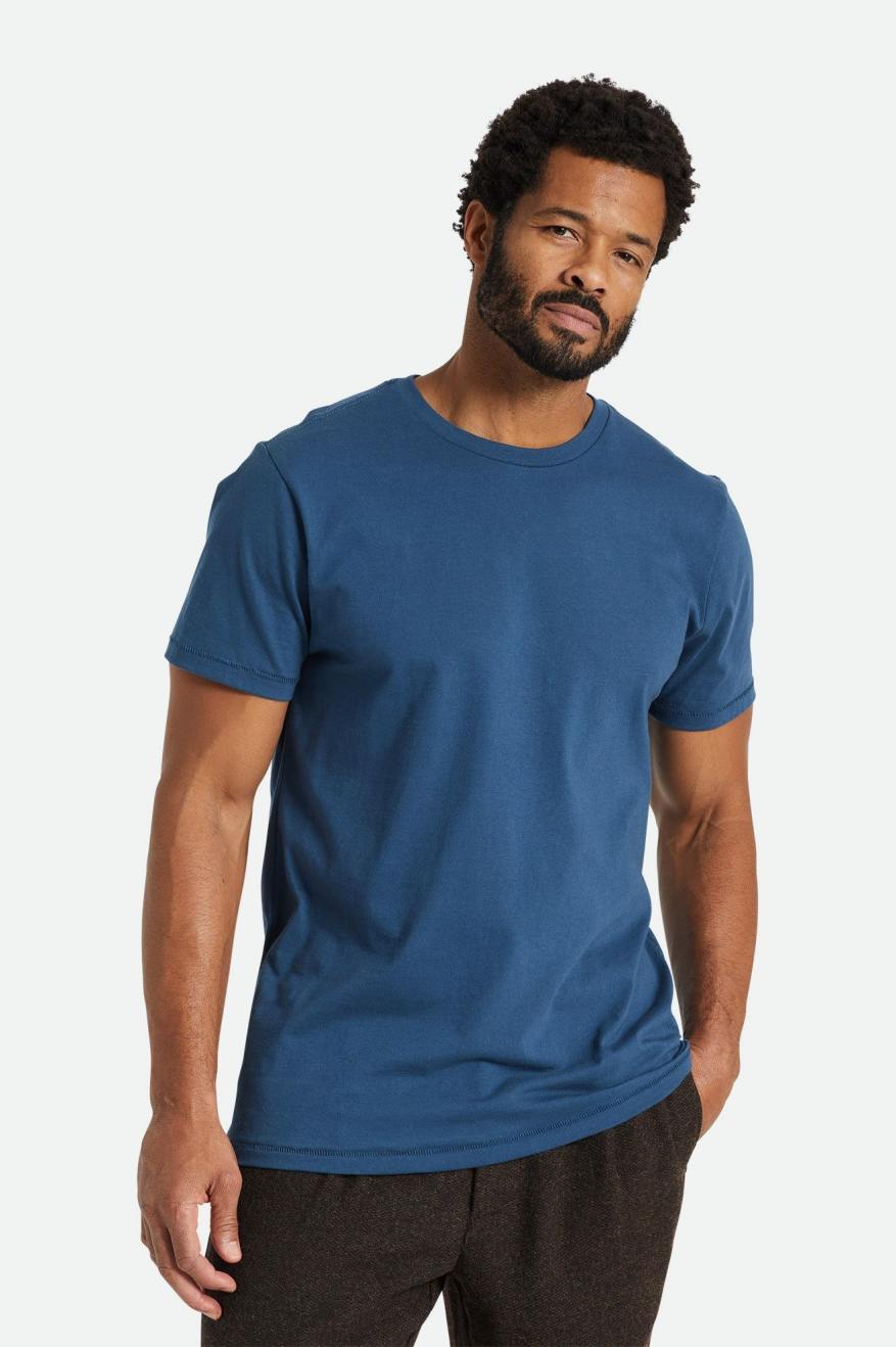 Men's Brixton Basic S/S Tailored Tops Turquoise | 6973XLEPY