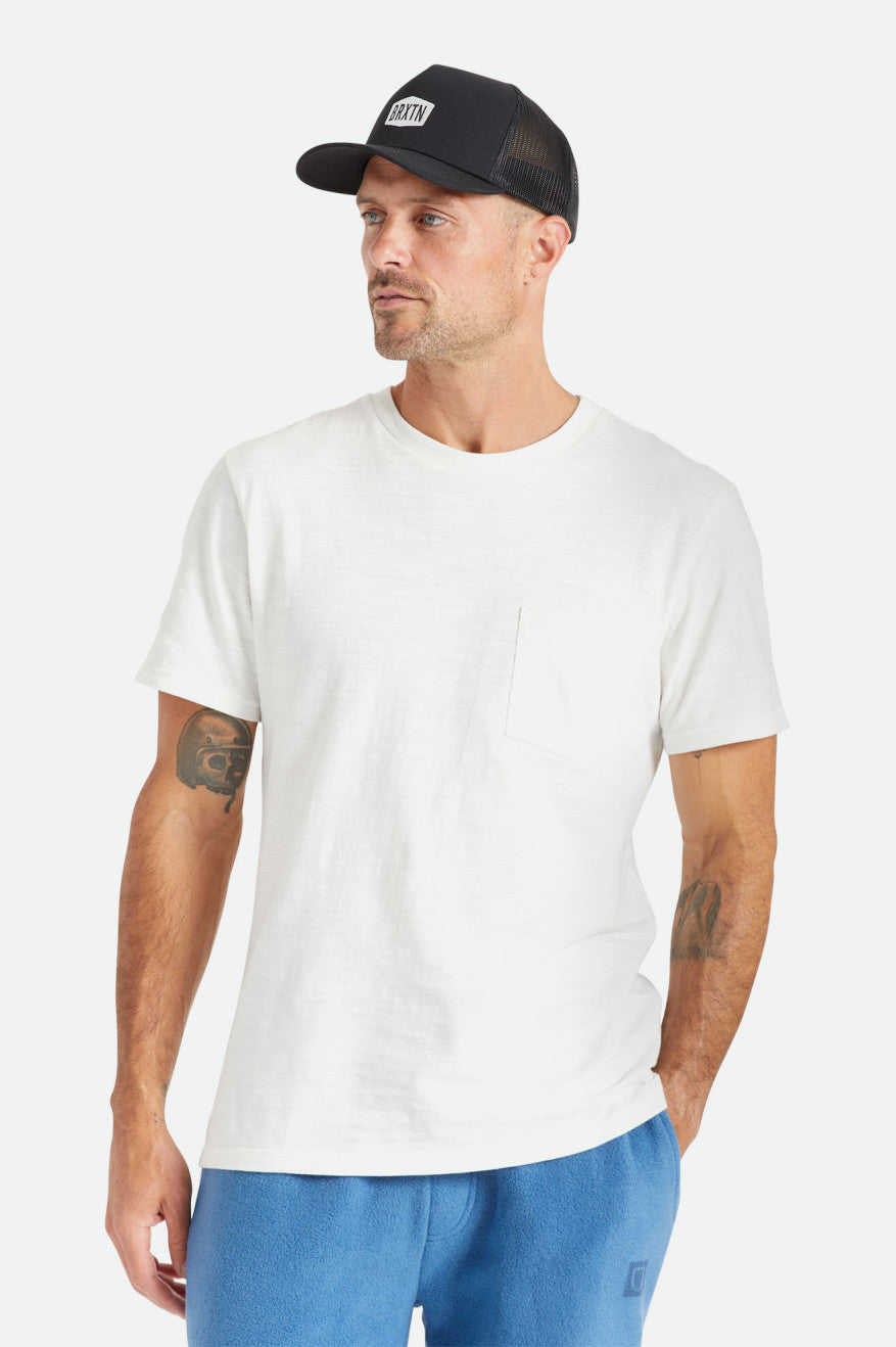 Men's Brixton Basic Slub S/S Pocket Knitwear White | 5132KOALU