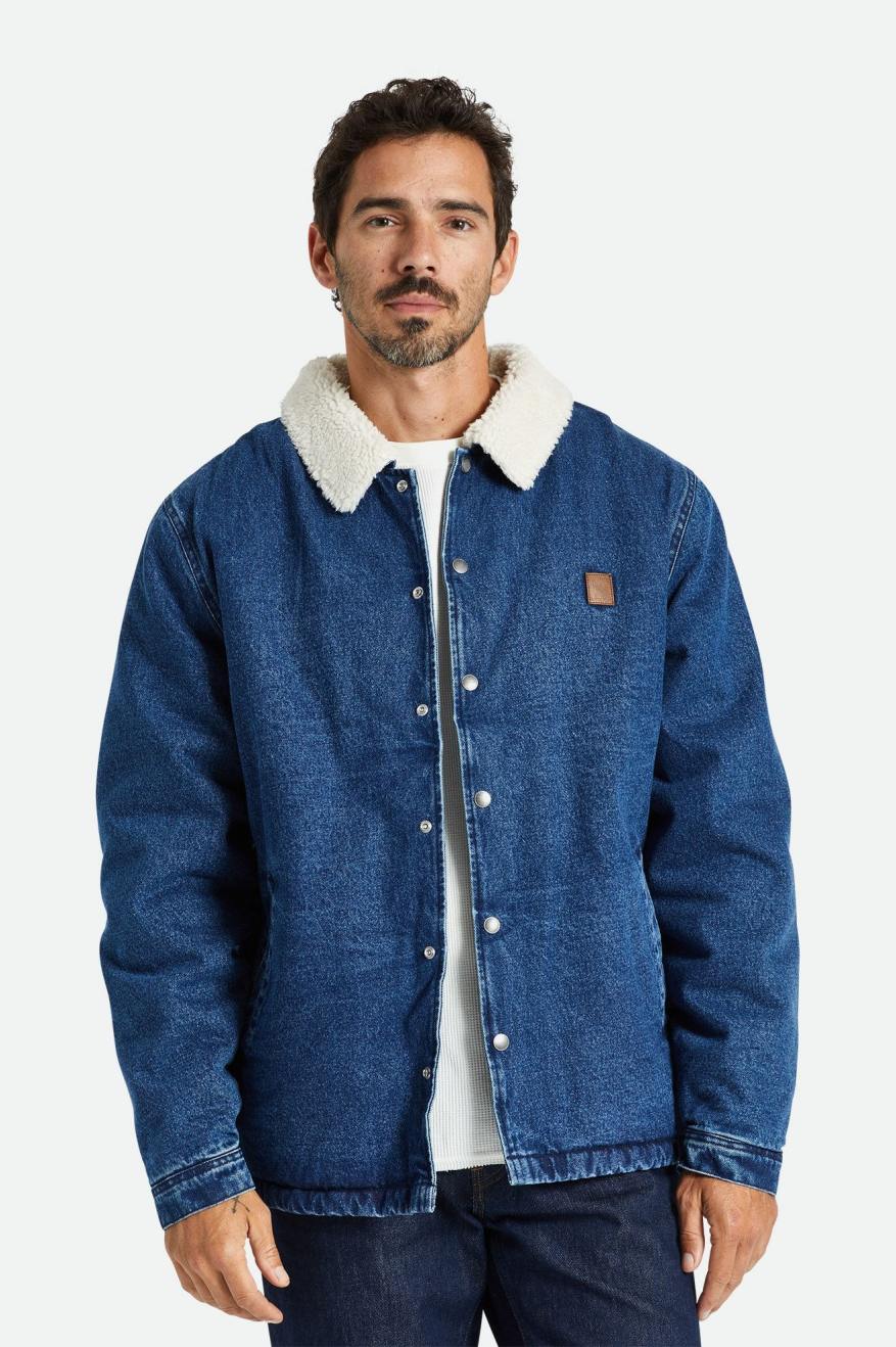 Men's Brixton Beta Sherpa Lined Coaches Jackets Indigo | 6483DAXPL