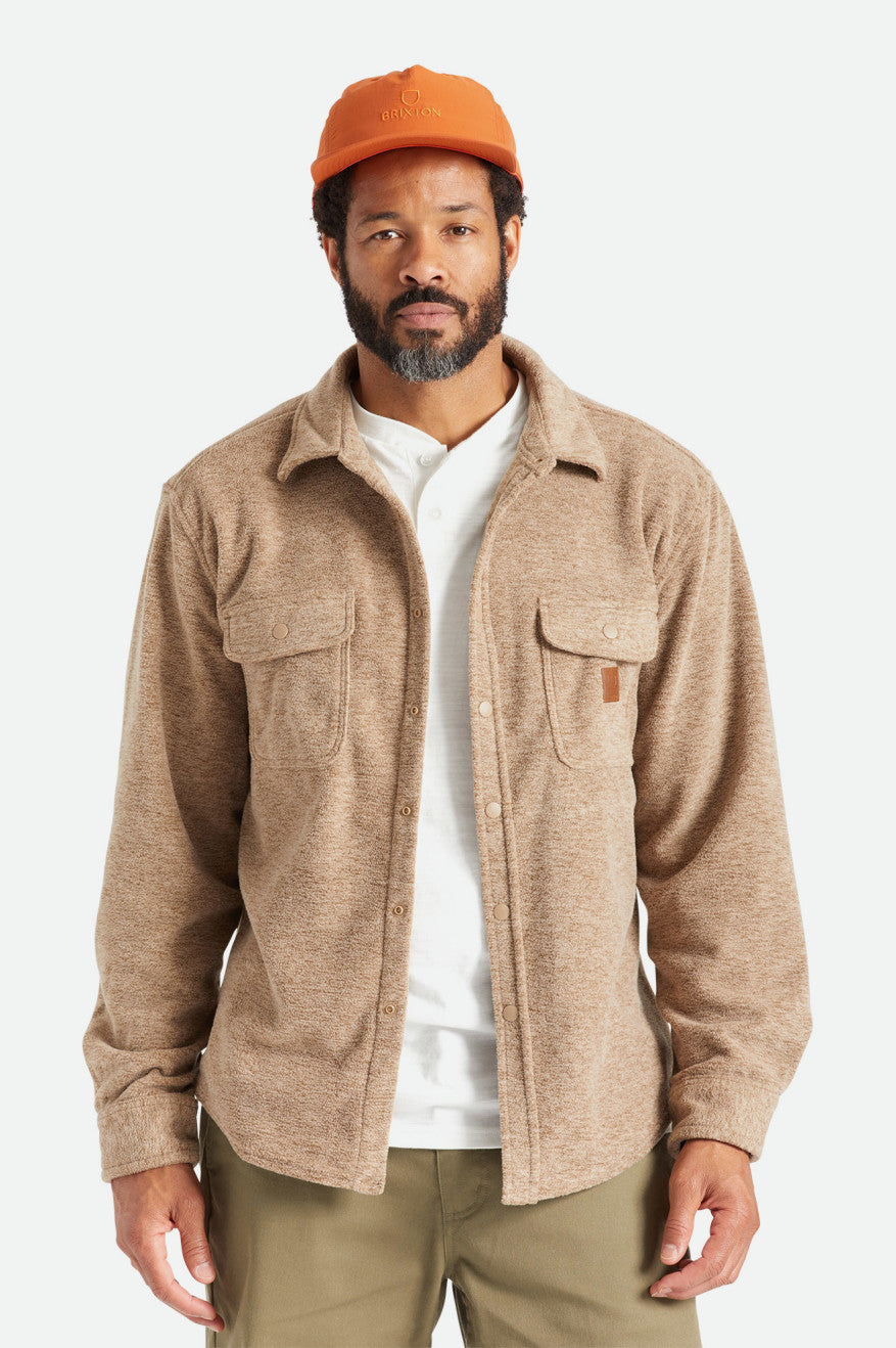 Men's Brixton Bowery L/S Arctic Stretch Fleece Flannels Beige | 0523HWSFN