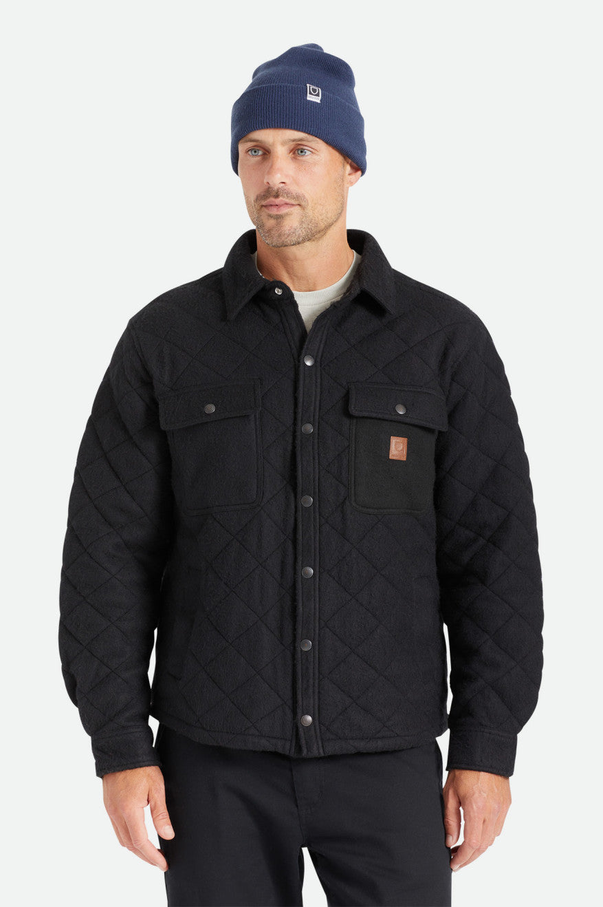 Men's Brixton Cass Quilted Fleece Jackets Black | 1095NRTHJ