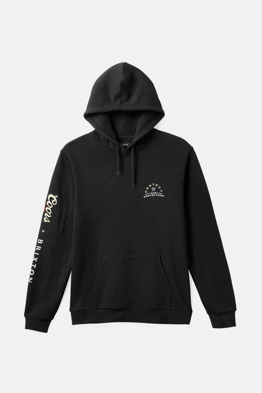 Men's Brixton Coors Protector II Hoodie Black | 8153WICSJ