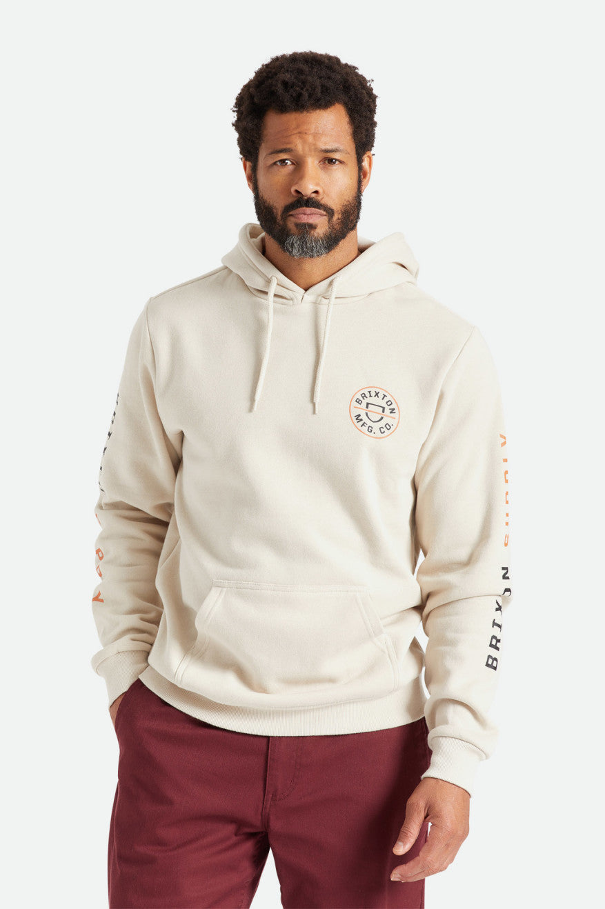 Men's Brixton Crest Hoodie Beige / Orange / Black | 8136RHLZU