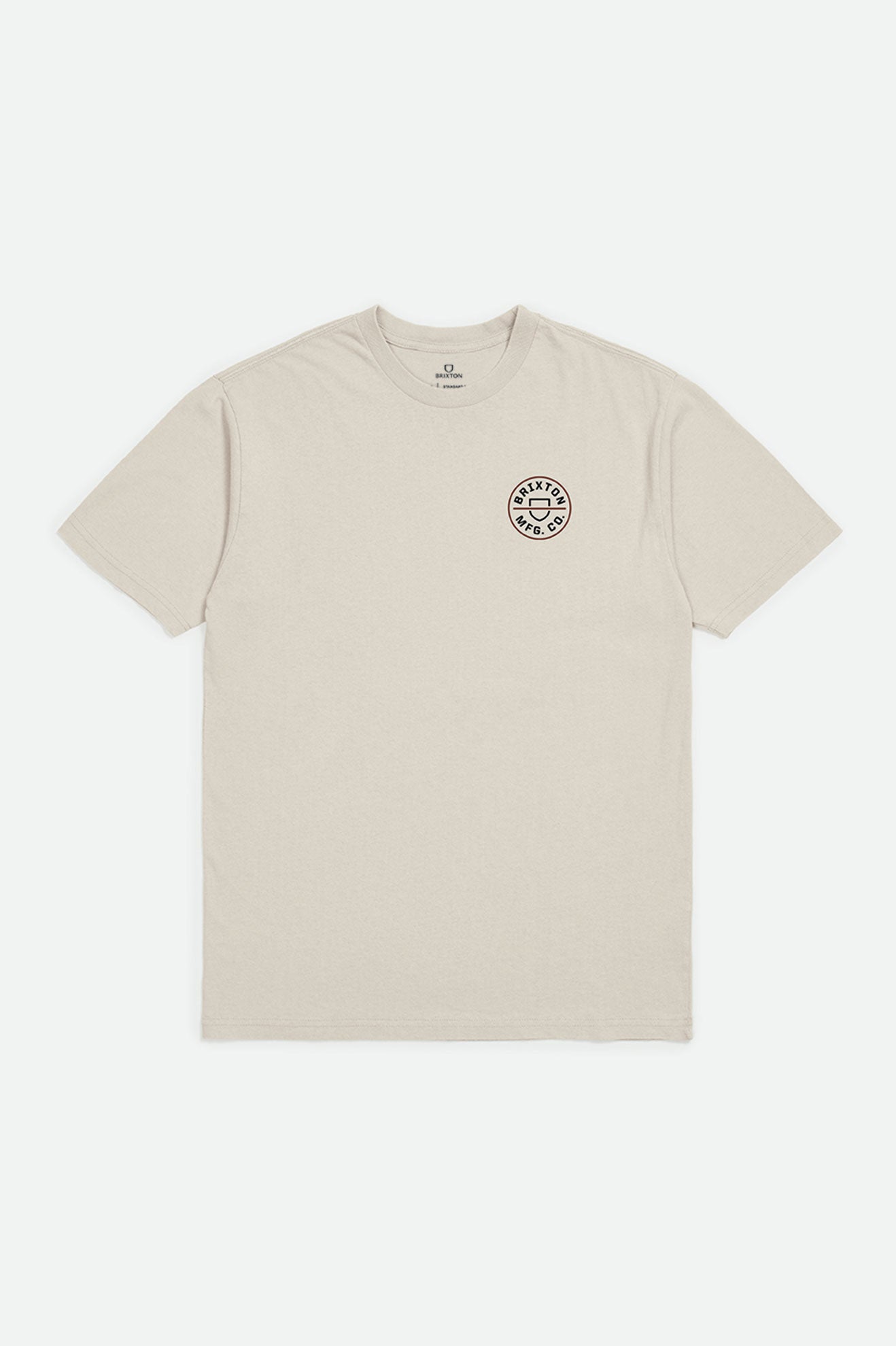 Men's Brixton Crest II S/S Standard Tops Cream | 4078EDWLZ