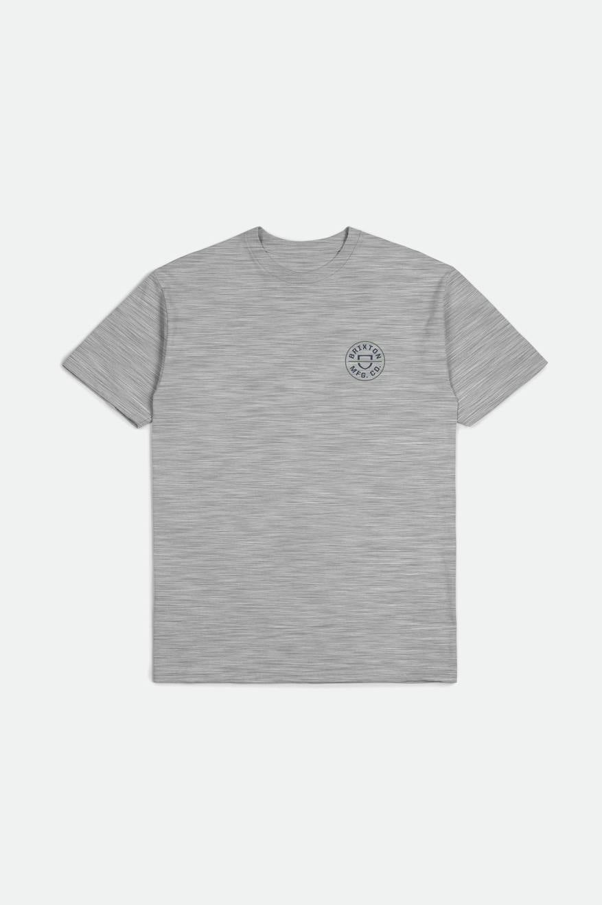 Men's Brixton Crest II S/S Standard Tops Grey / Dark | 9653WDOAZ