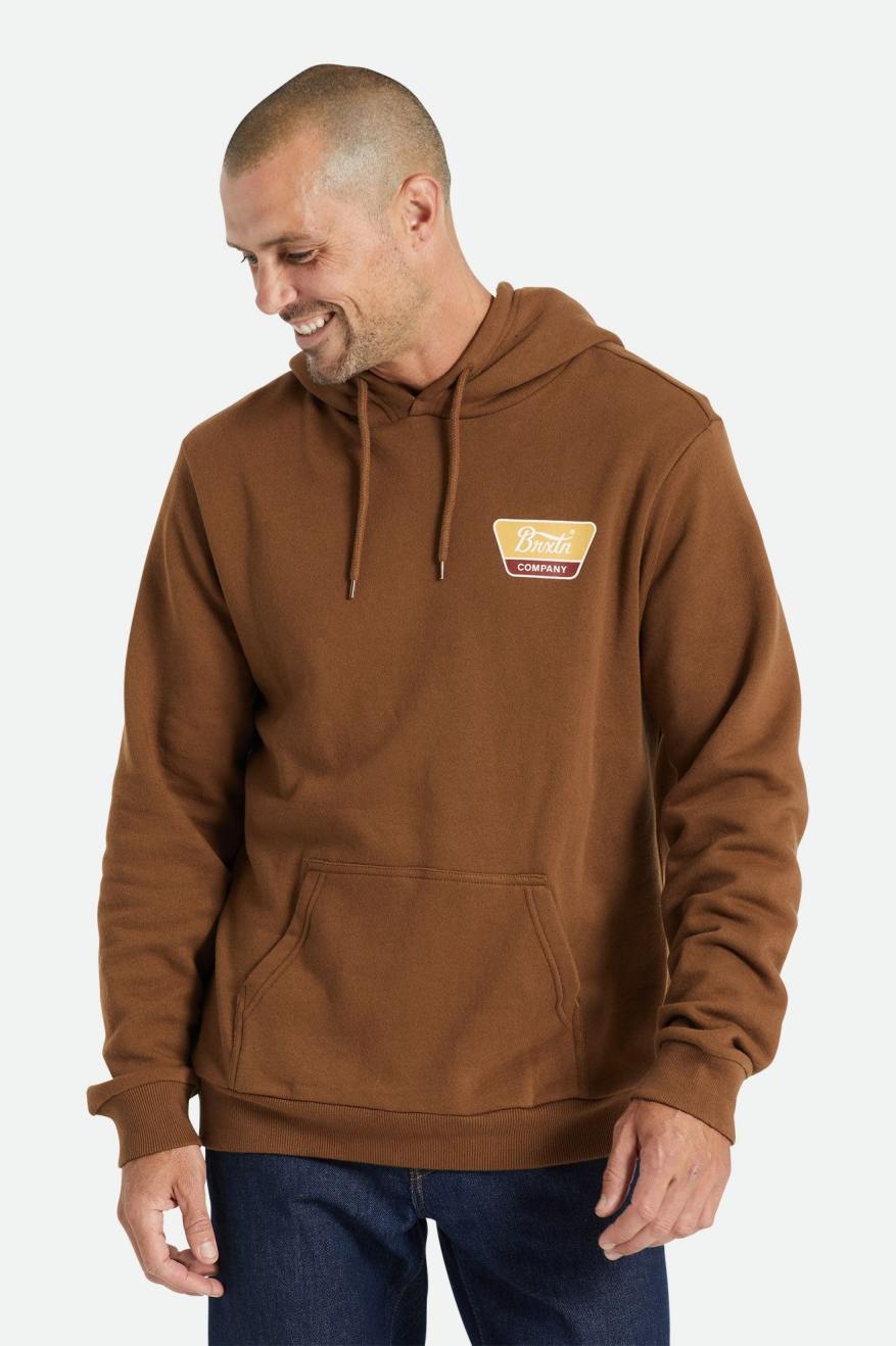 Men's Brixton Linwood Hoodie Light Gold | 3159ORBFQ