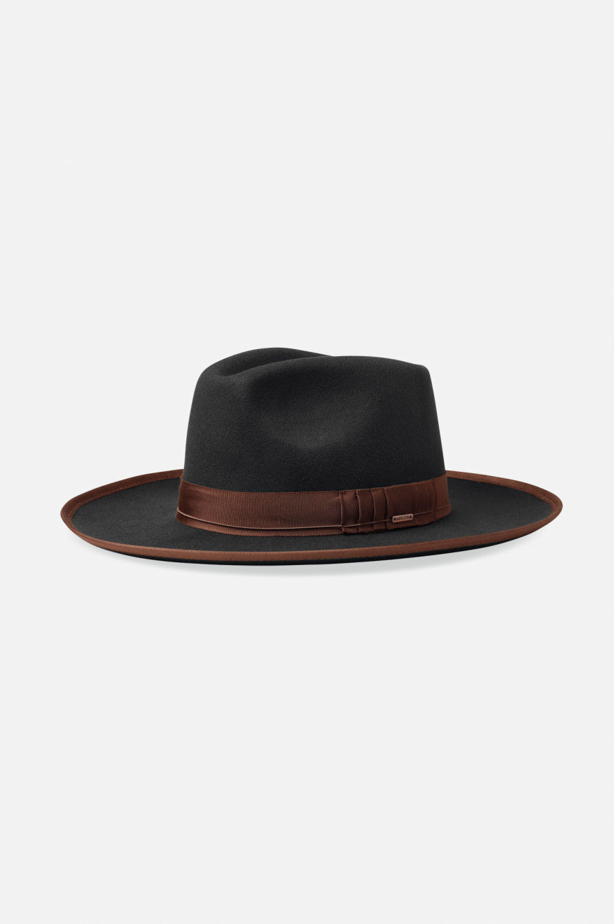 Men's Brixton Reno Fedoras Black / Brown | 0241OSVBN