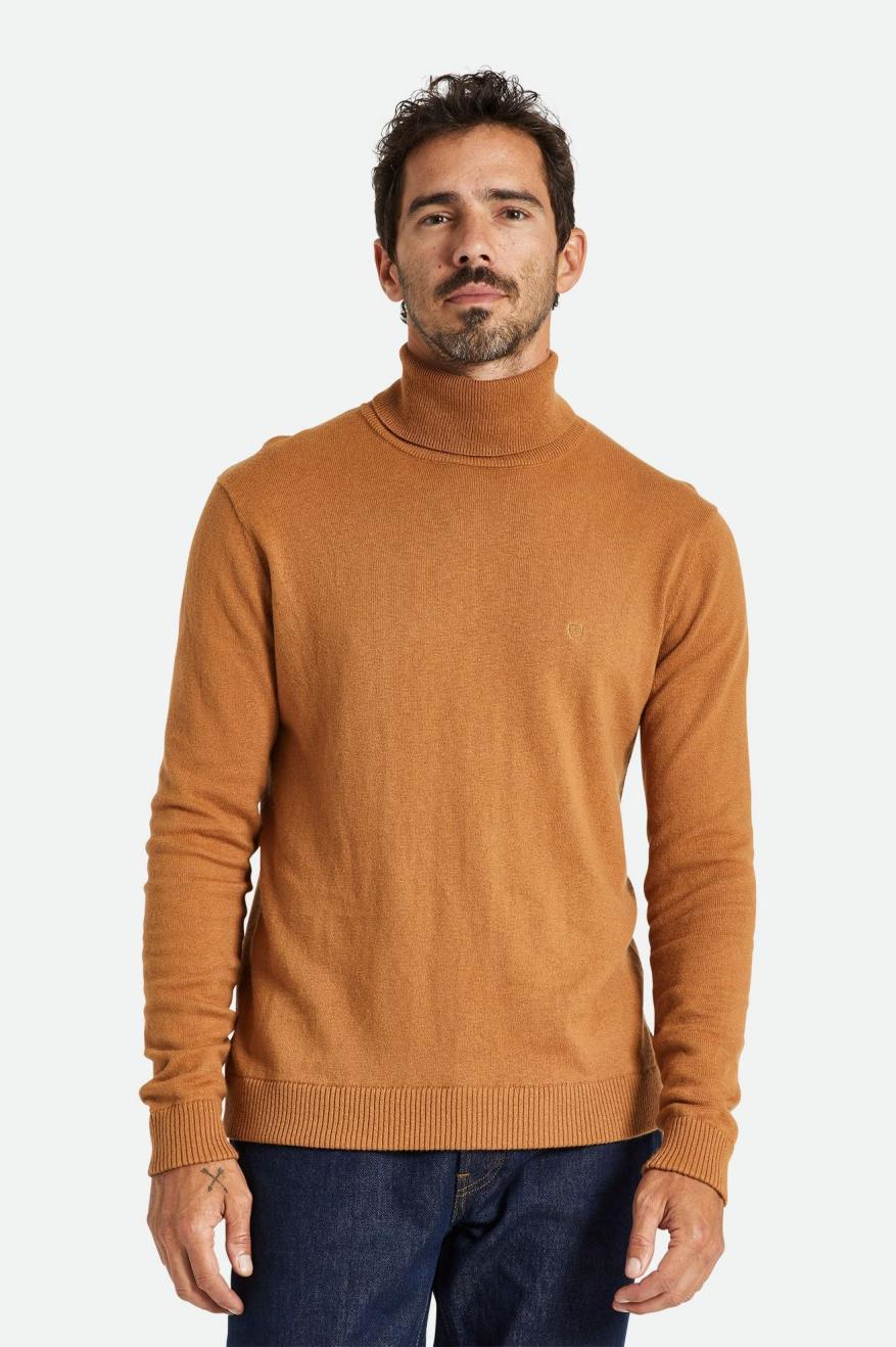 Men's Brixton Reserve Cashmere L/S Turtleneck Knitwear Brown | 1470KQOAR