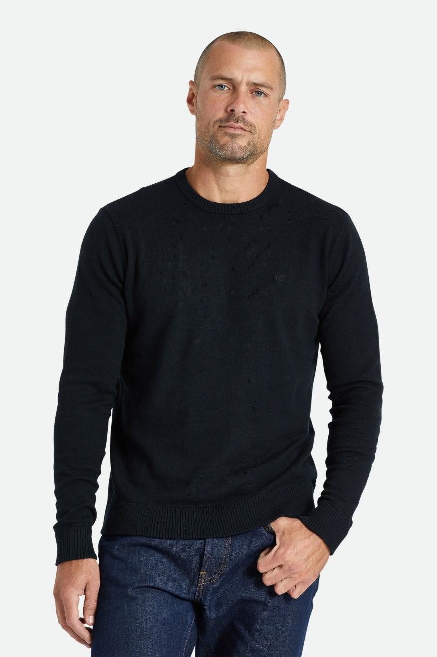 Men's Brixton Reserve Cashmere Sweater Knitwear Black | 4815UWOFR