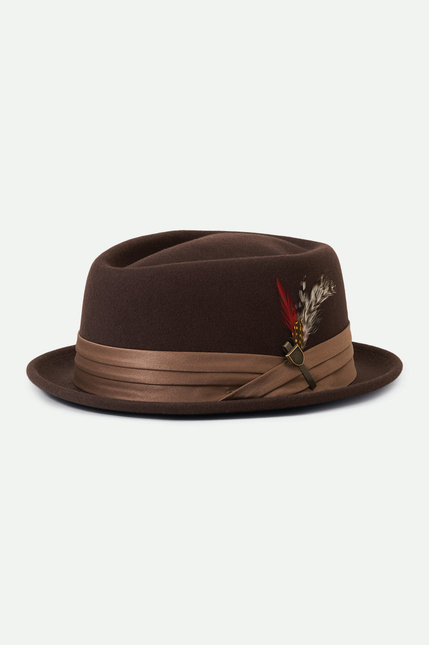 Men's Brixton Stout Pork Pie Hats Brown | 5207KOIWU