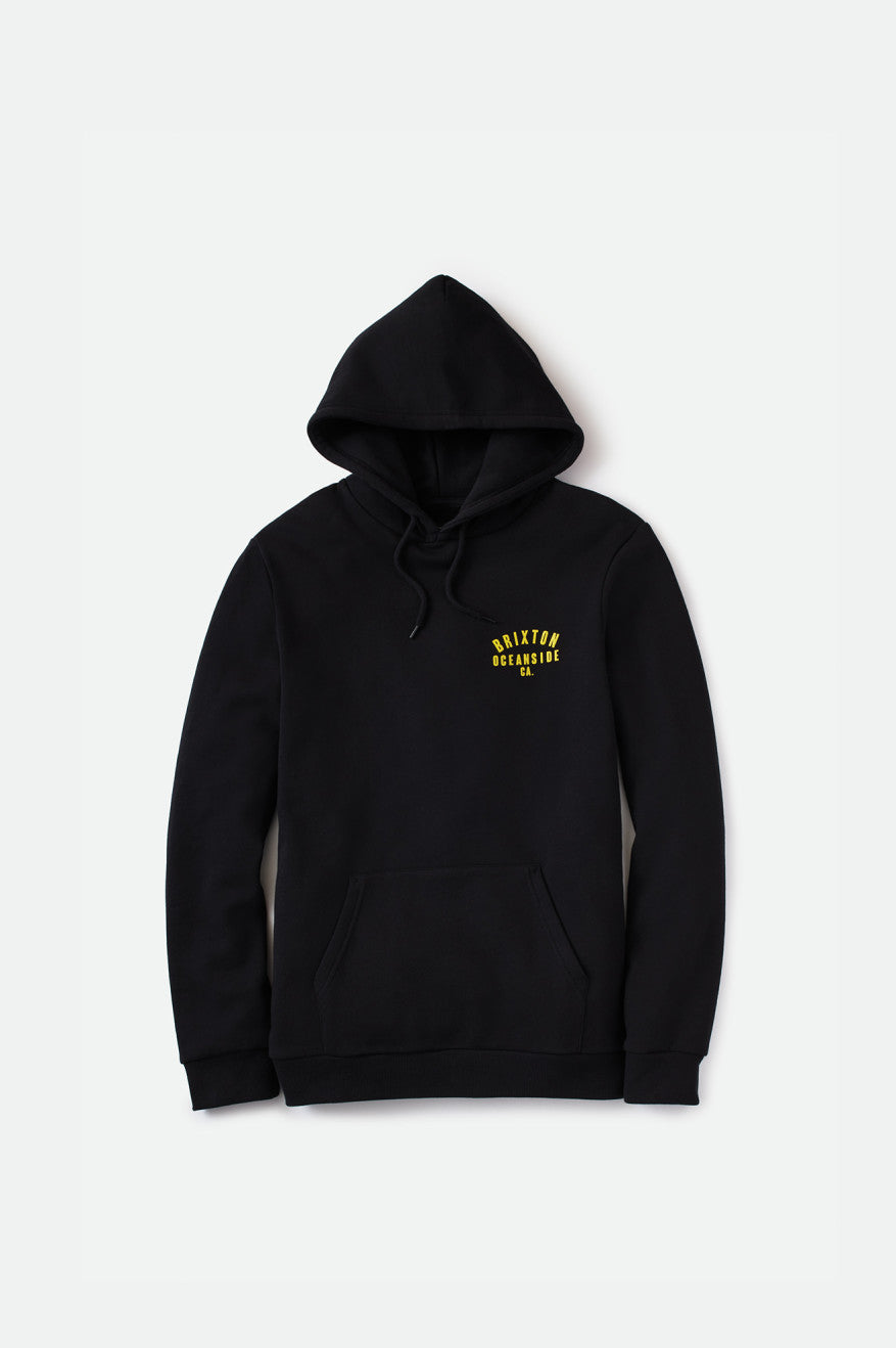 Men's Brixton Woodburn Oceanside Fleece Hoodie Black / Gold | 7351VKDTA