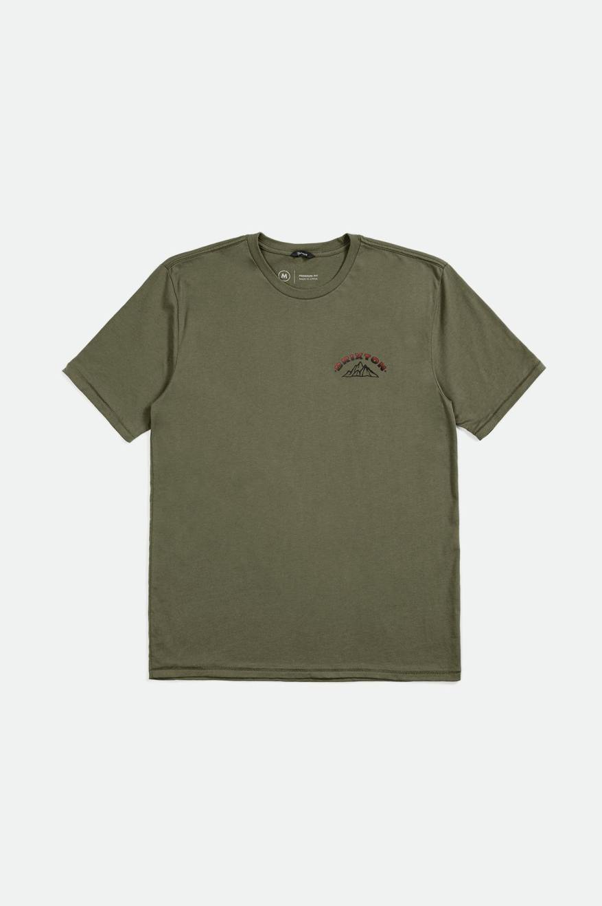 Men's Brixton Woodridge S/S Tailored Tops Olive | 6732GTMJY