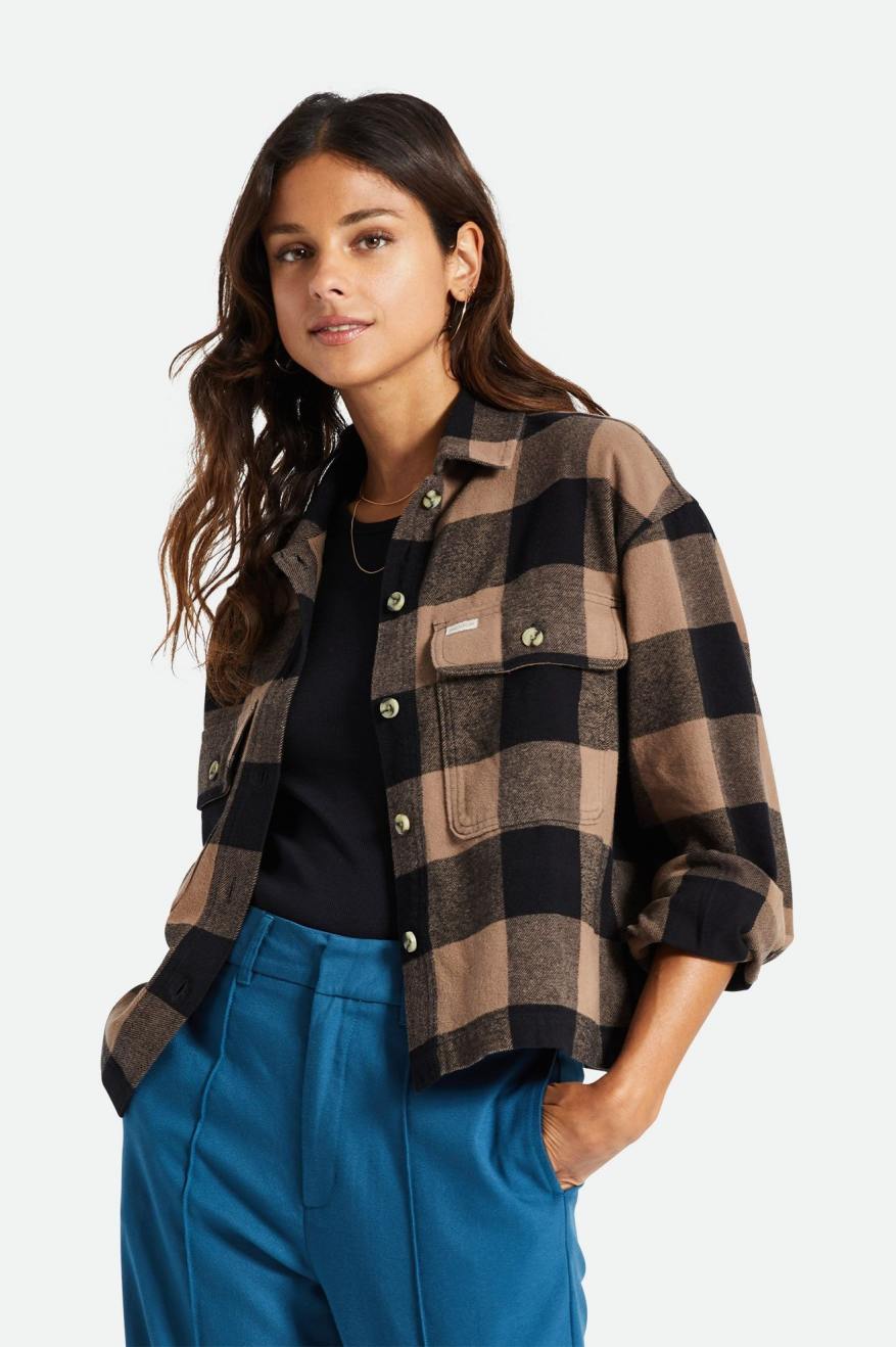 Women's Brixton Bowery L/S Flannels Black | 4719QPAHV