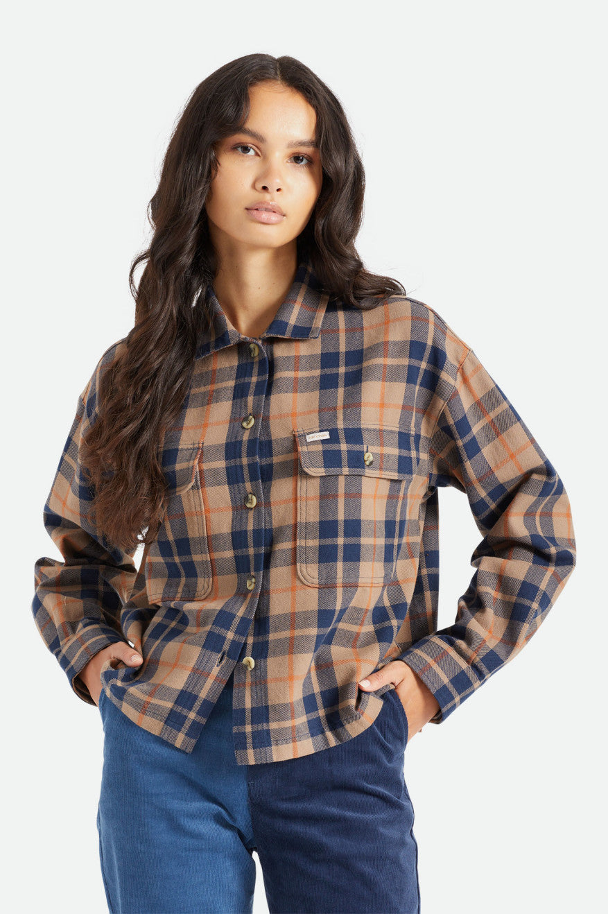 Women's Brixton Bowery L/S Flannels Deep Green | 2350WGEPN