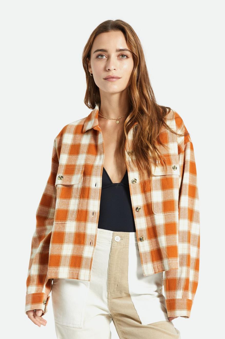 Women's Brixton Bowery L/S Flannels Orange | 1873KFVPC