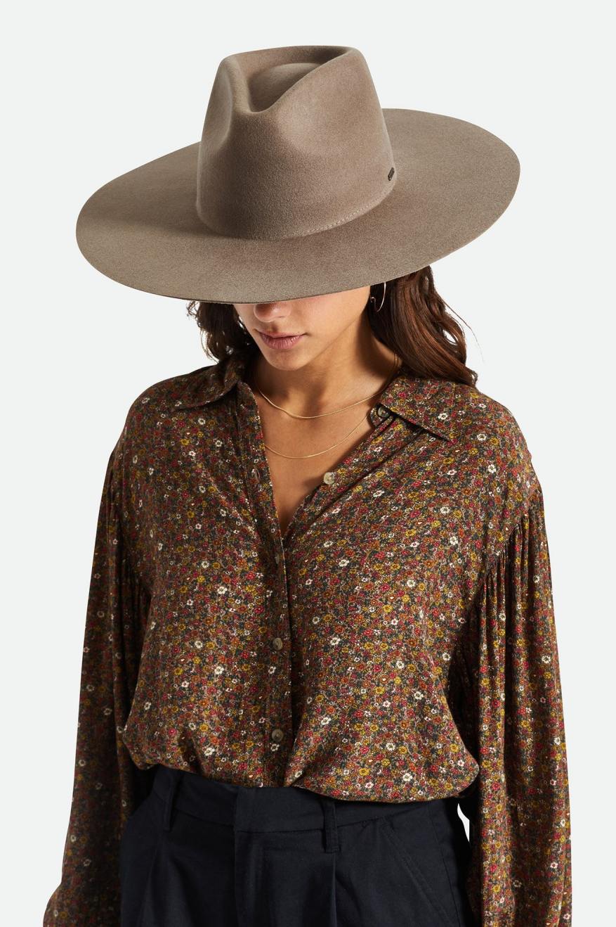 Women's Brixton Primrose Felt Fedora Fedoras Grey | 1860VNFCG