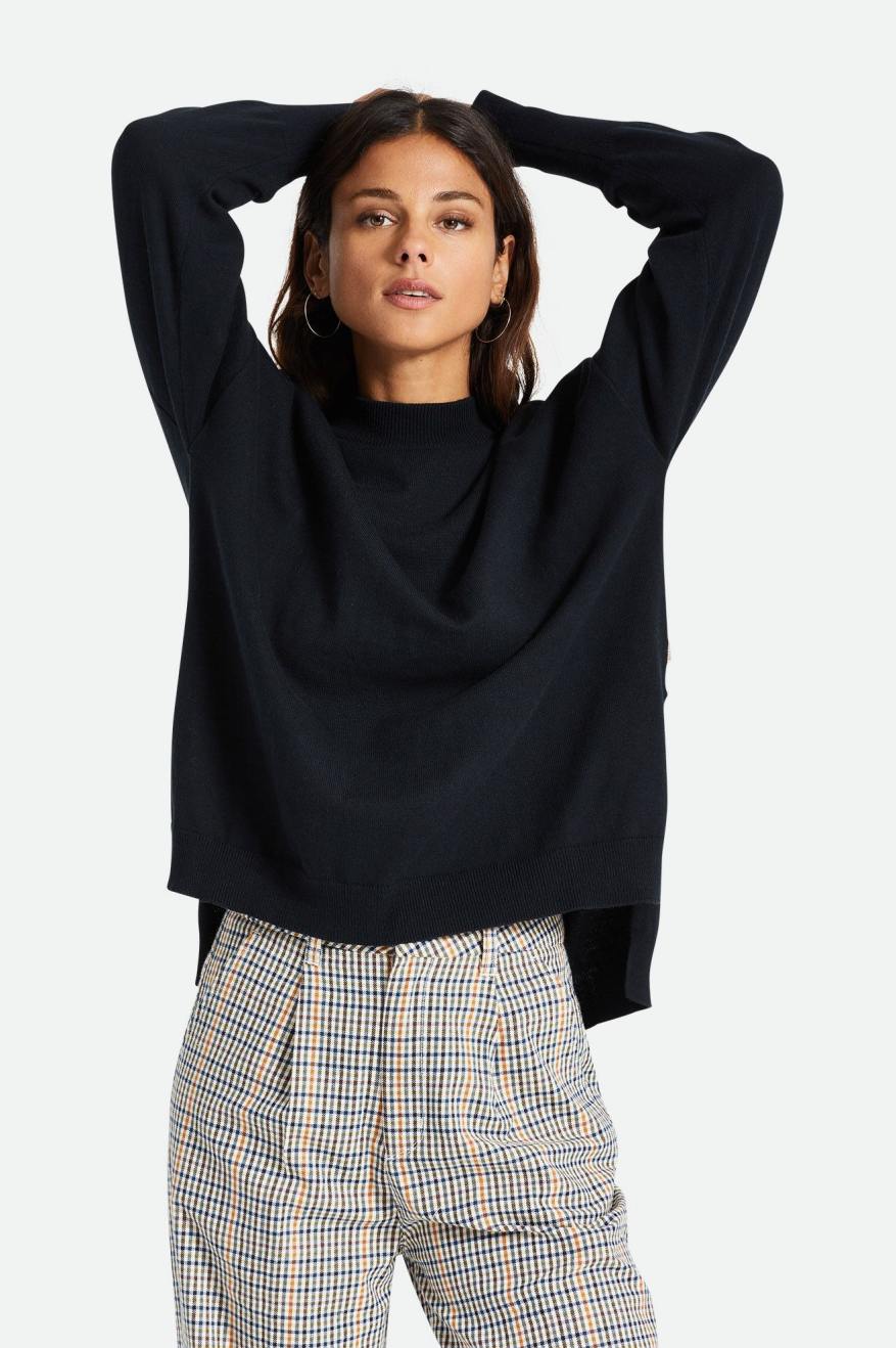 Women's Brixton Reserve Oversized Cashmere Sweater Tops Black | 2750CUVES