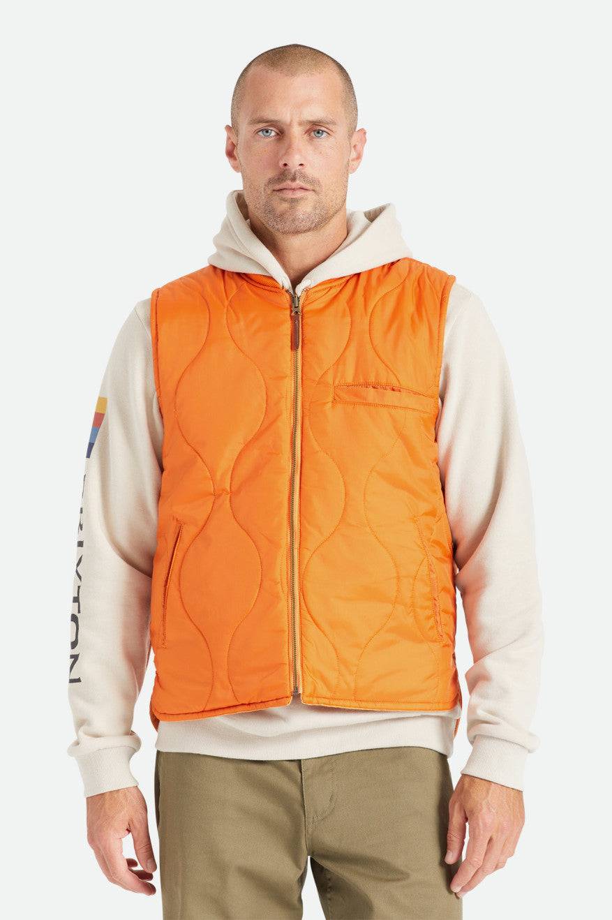 Men's Brixton Abraham Reversible Vest Jackets Orange | 5267UJFQI