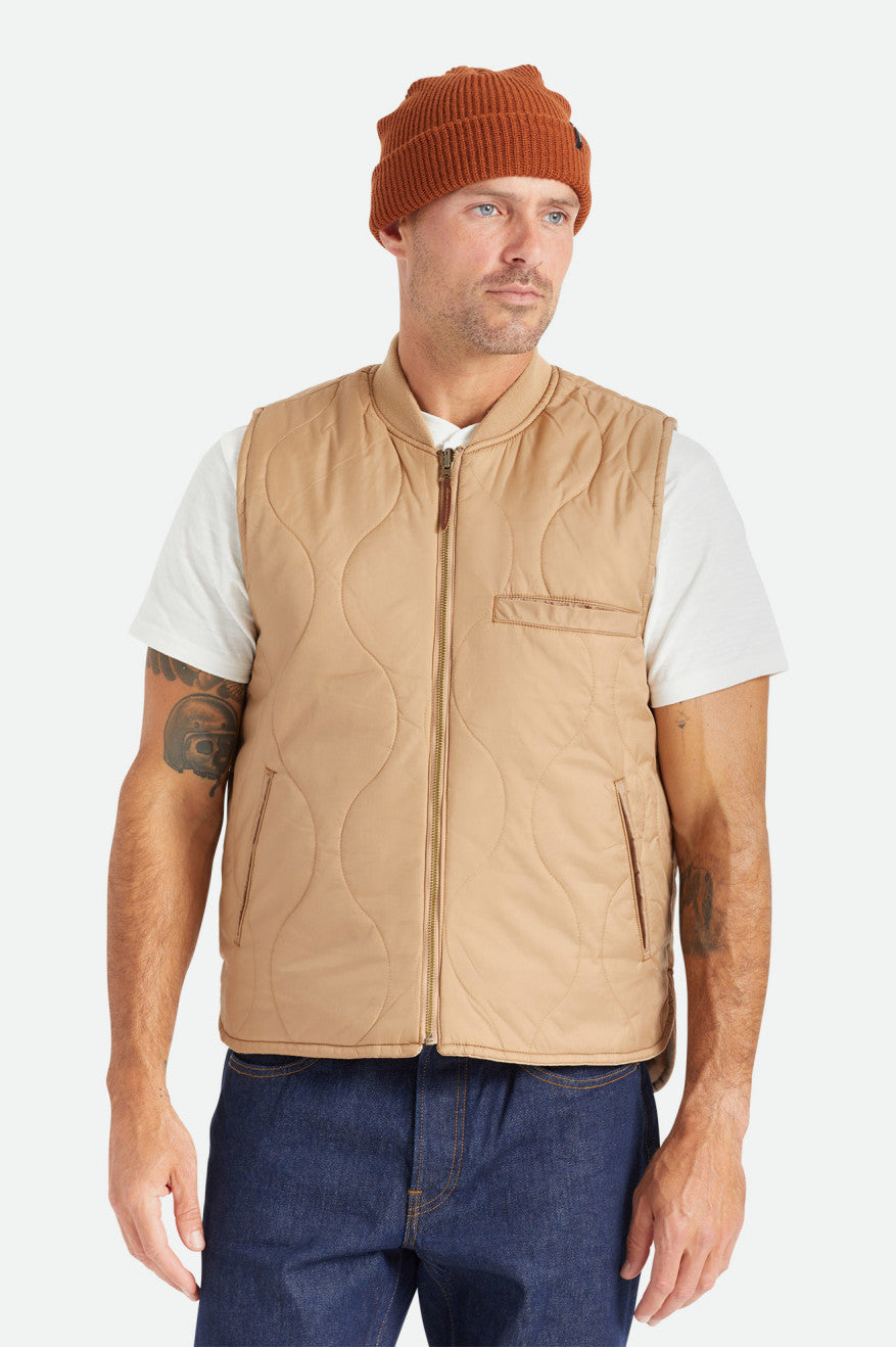 Men's Brixton Abraham Reversible Vest Jackets Beige | 5970FIBWA