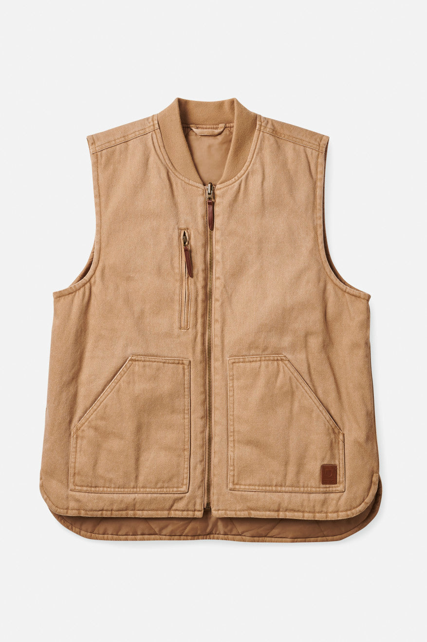 Men's Brixton Abraham Reversible Vest Jackets Beige | 5970FIBWA