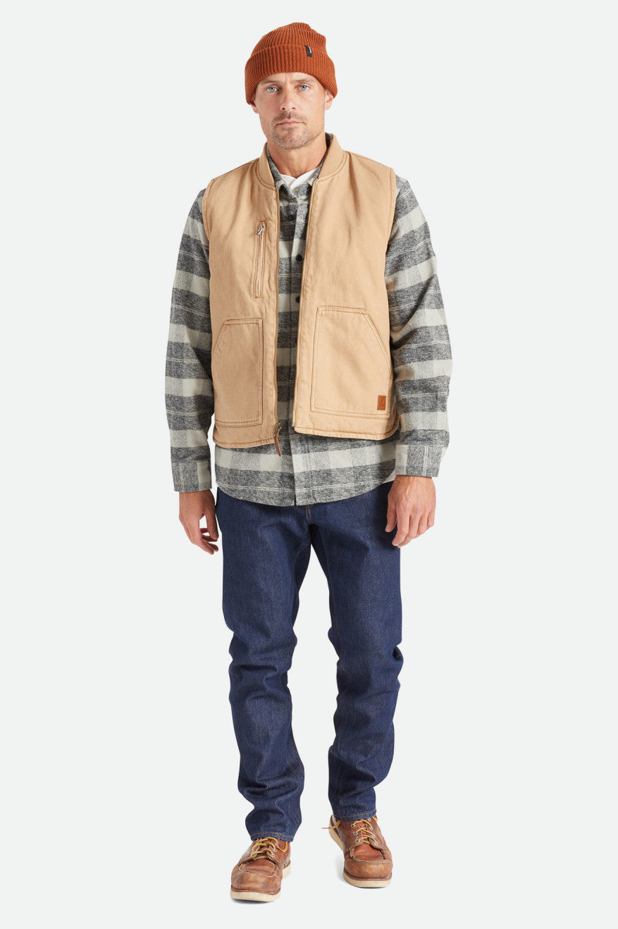 Men's Brixton Abraham Reversible Vest Jackets Beige | 5970FIBWA