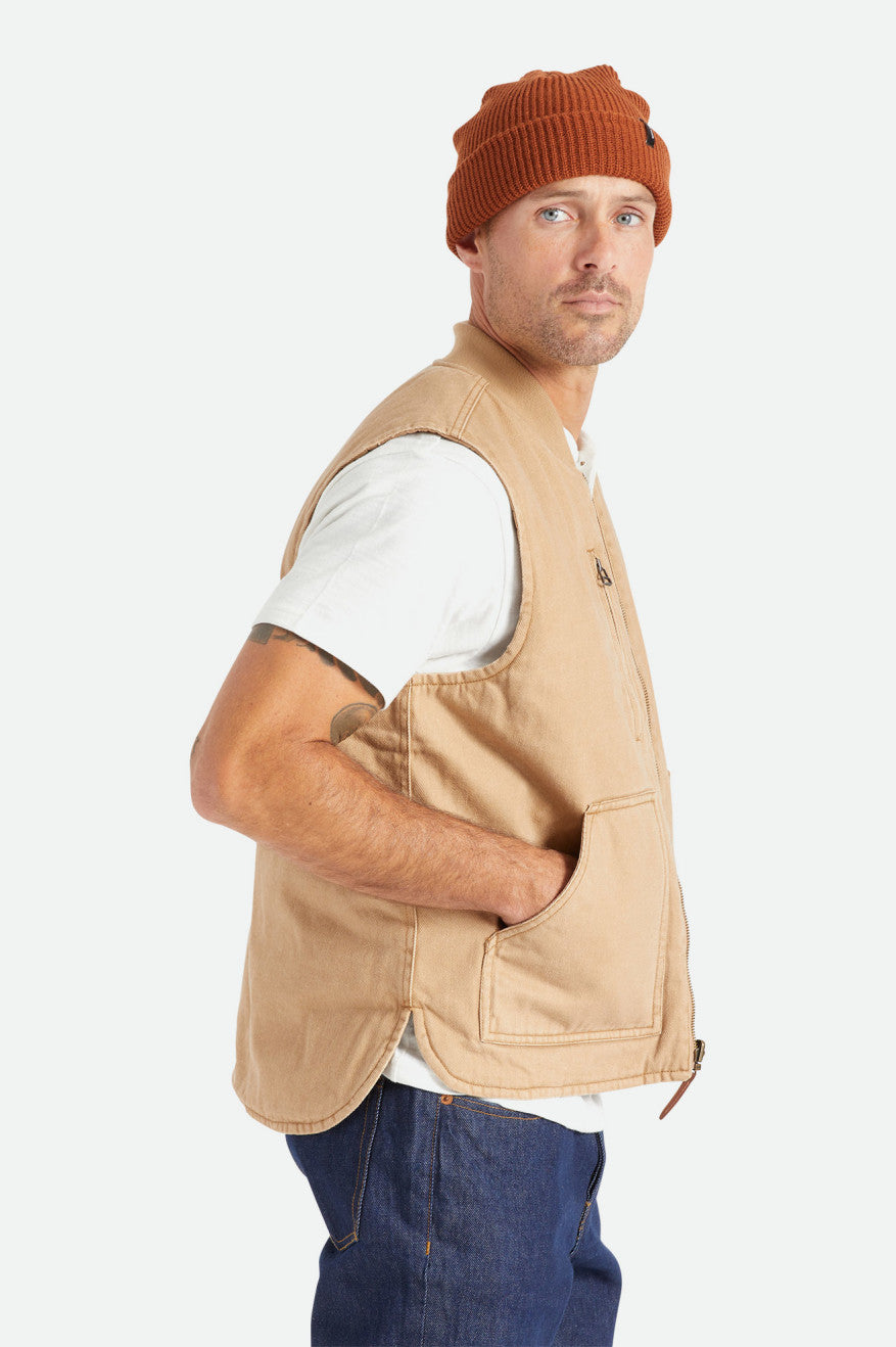 Men's Brixton Abraham Reversible Vest Jackets Beige | 5970FIBWA