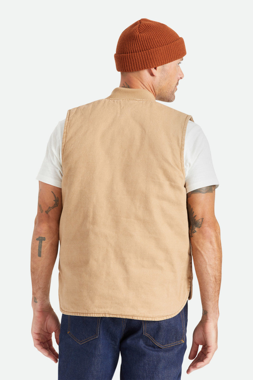 Men's Brixton Abraham Reversible Vest Jackets Beige | 5970FIBWA