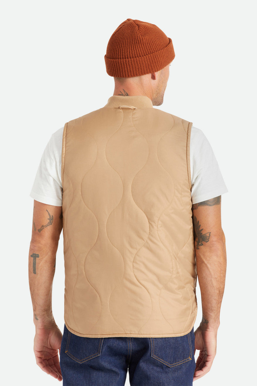 Men's Brixton Abraham Reversible Vest Jackets Beige | 5970FIBWA