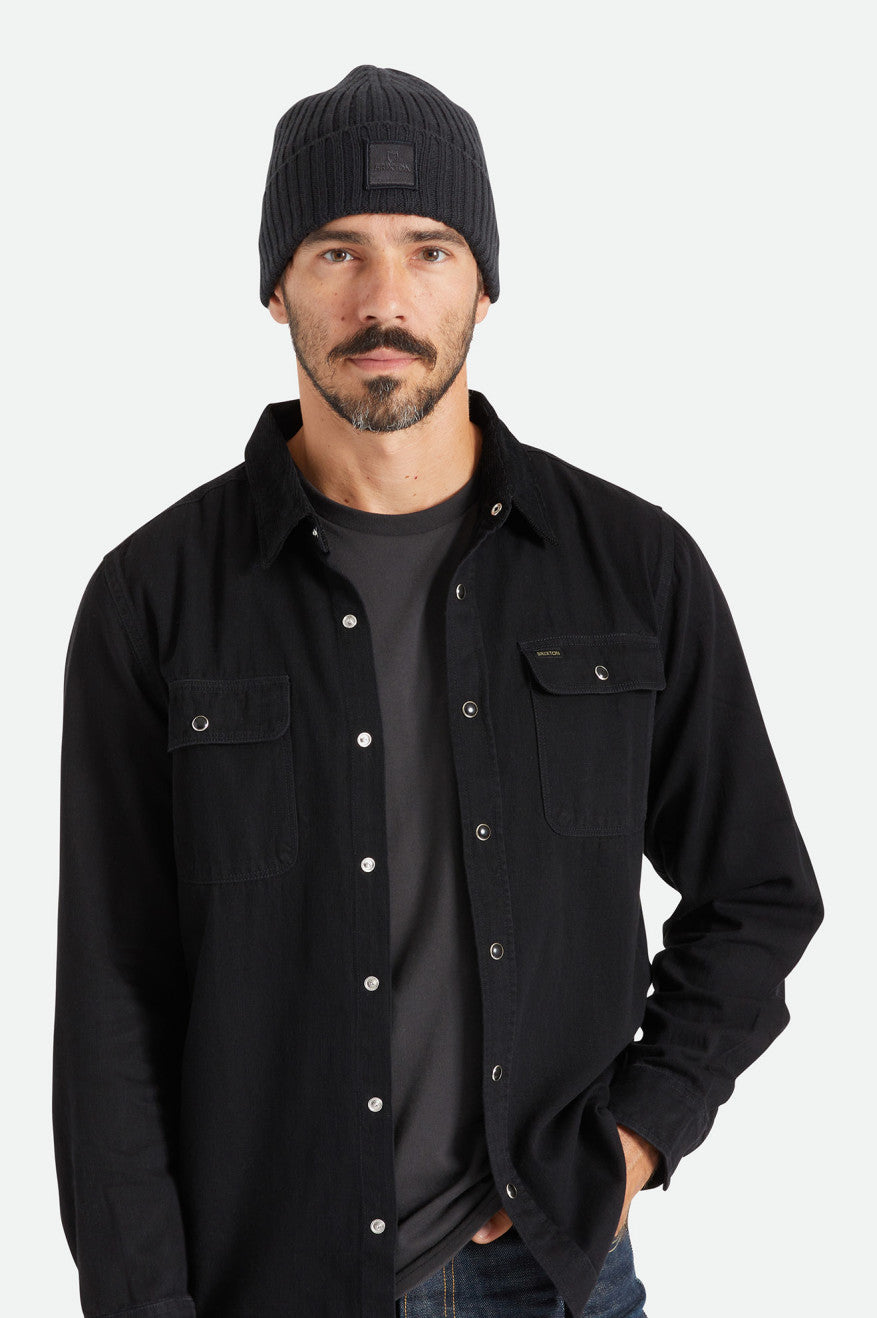 Men's Brixton Alpha Square Merino Wool Beanie Black | 9027RQXKV