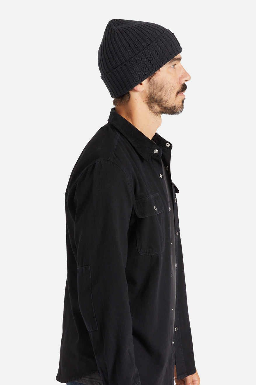 Men's Brixton Alpha Square Merino Wool Beanie Black | 9027RQXKV