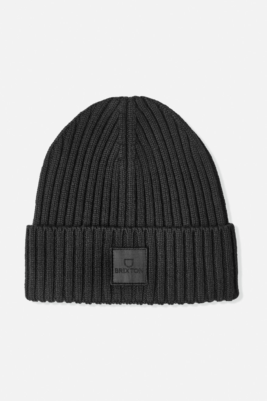 Men\'s Brixton Alpha Square Merino Wool Beanie Black | 9027RQXKV