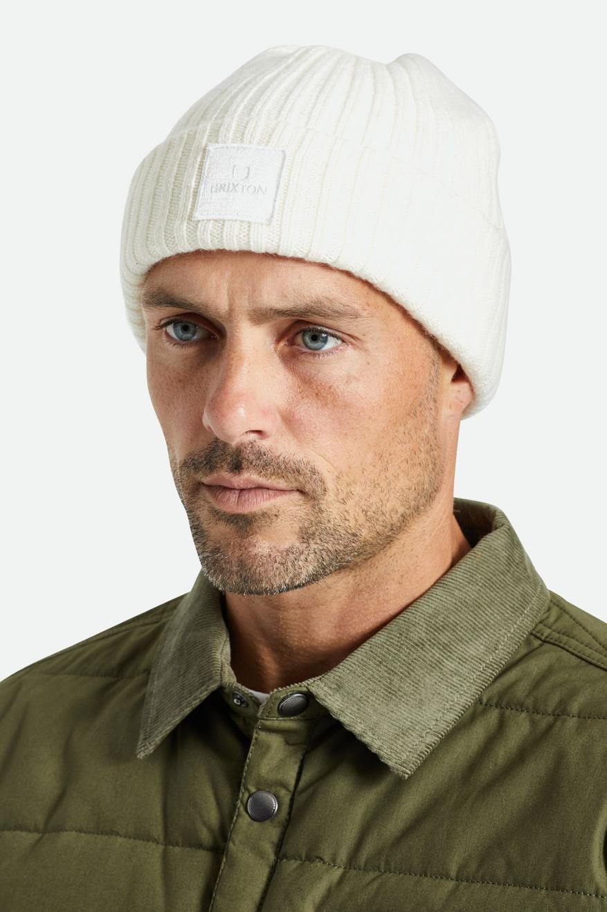 Men's Brixton Alpha Square Merino Wool Beanie White | 9806EVKWS