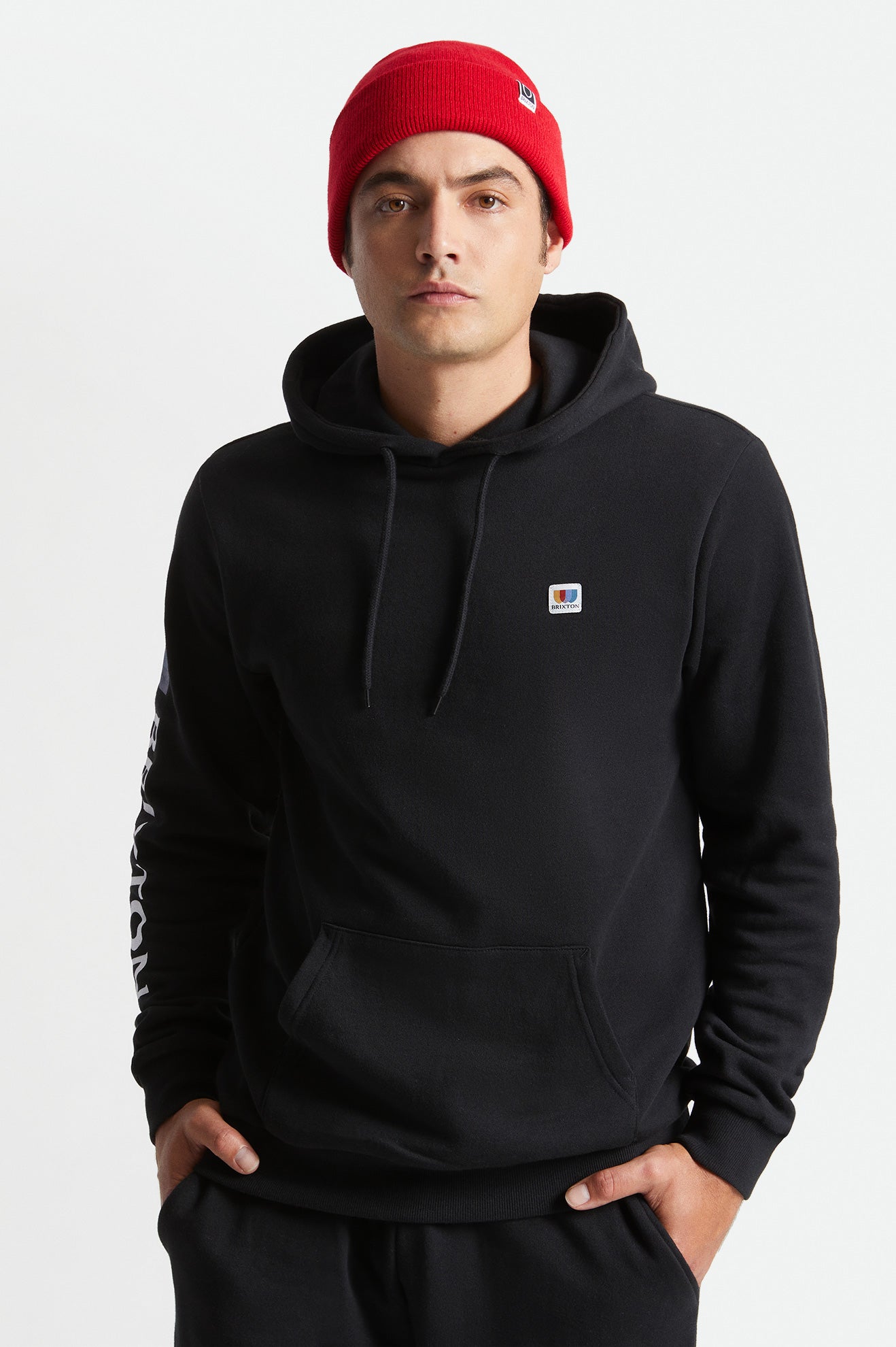 Men\'s Brixton Alton Hoodie Black | 8574GJWIS