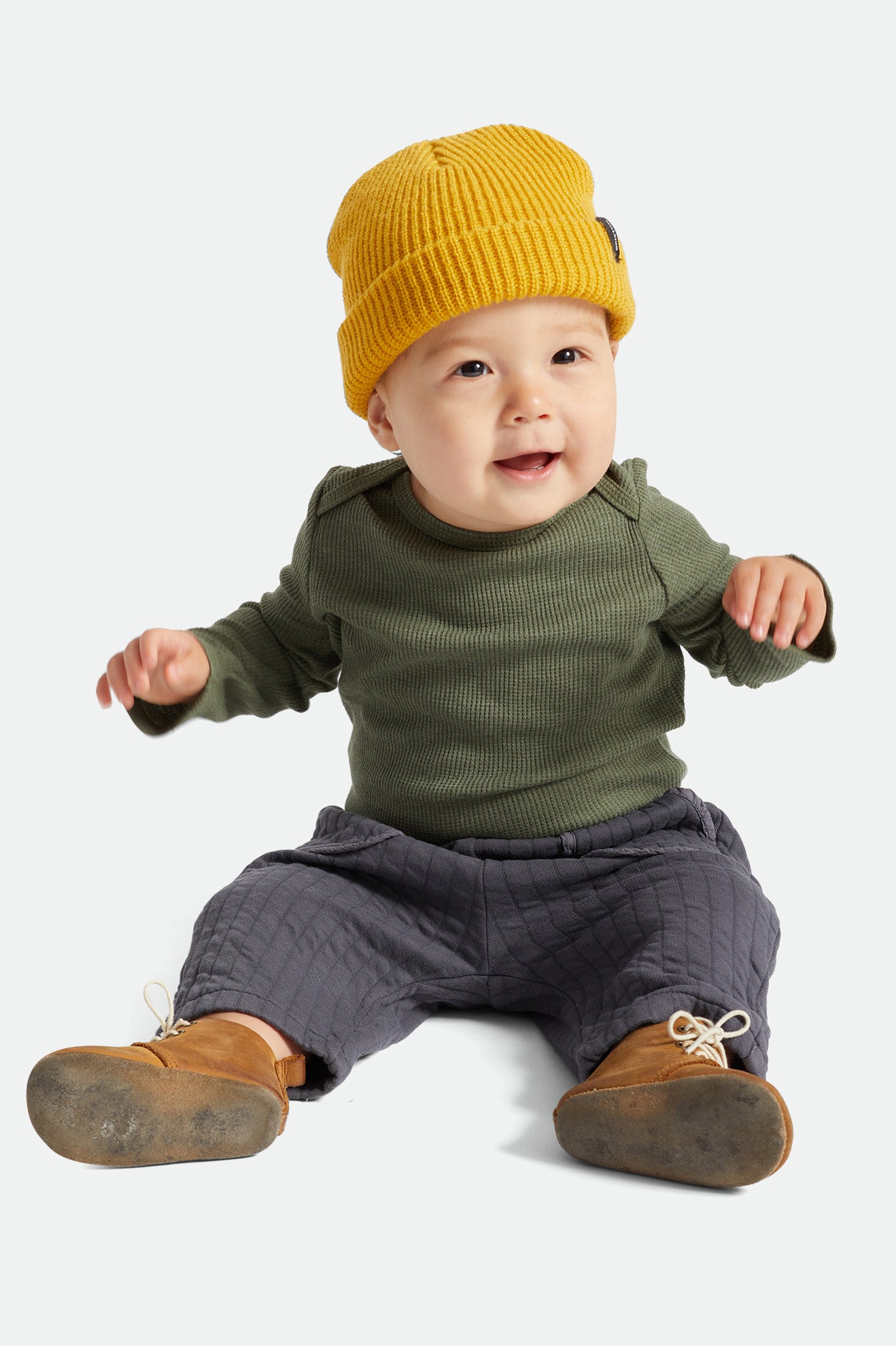 Men's Brixton Baby Heist Beanie Mustard | 7592HCSJY