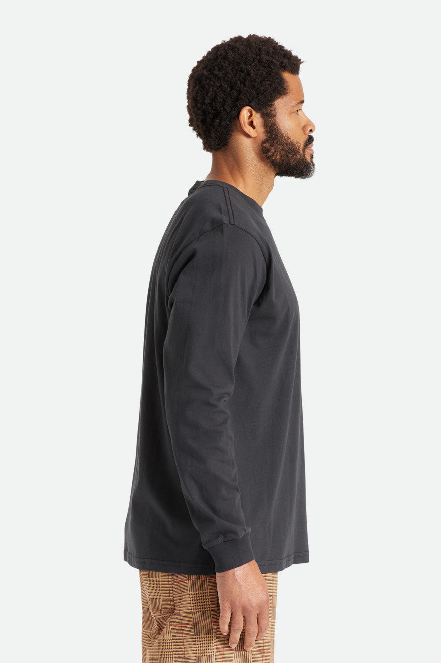 Men's Brixton Basic L/S Pocket Tops Black | 1504CTSLO