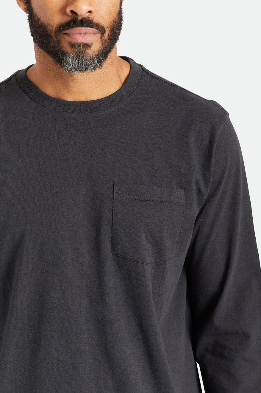 Men's Brixton Basic L/S Pocket Tops Black | 1504CTSLO