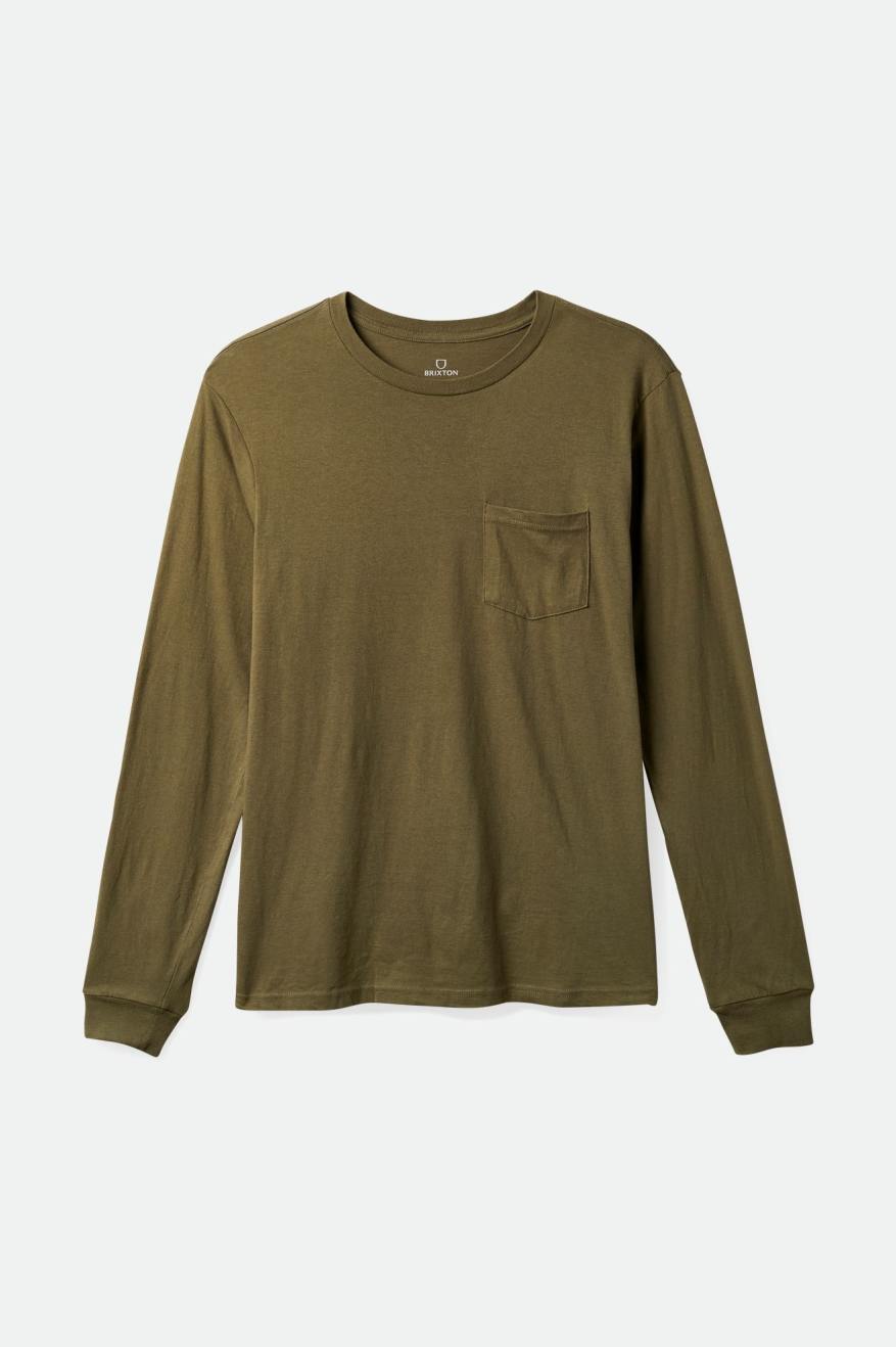 Men's Brixton Basic L/S Pocket Tops Olive | 5016FHEDB