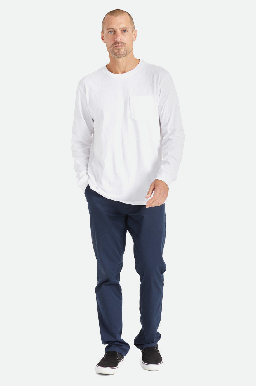 Men's Brixton Basic L/S Pocket Tops White | 7514HCZJS