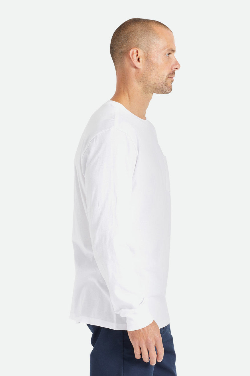 Men's Brixton Basic L/S Pocket Tops White | 7514HCZJS