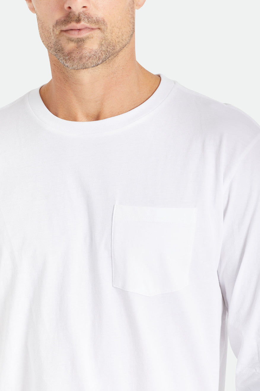 Men's Brixton Basic L/S Pocket Tops White | 7514HCZJS