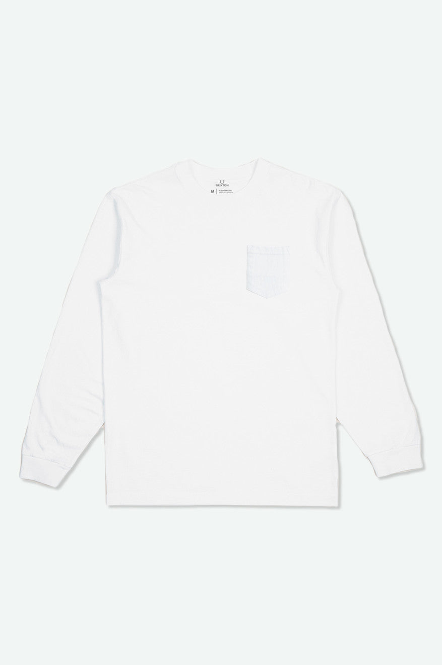 Men's Brixton Basic L/S Pocket Tops White | 7514HCZJS