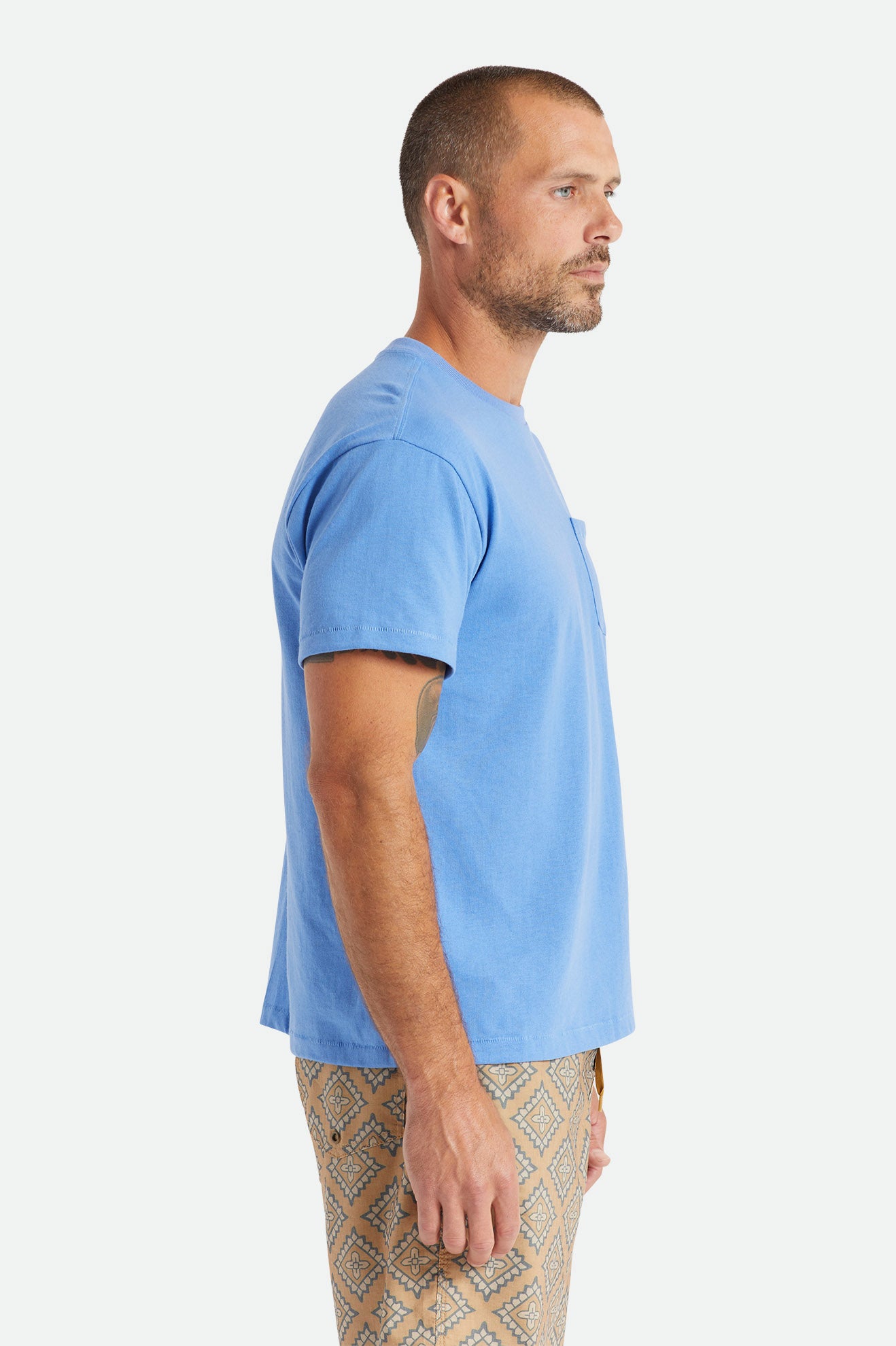 Men's Brixton Basic S/S Pocket Tops Blue | 0512OFZNW