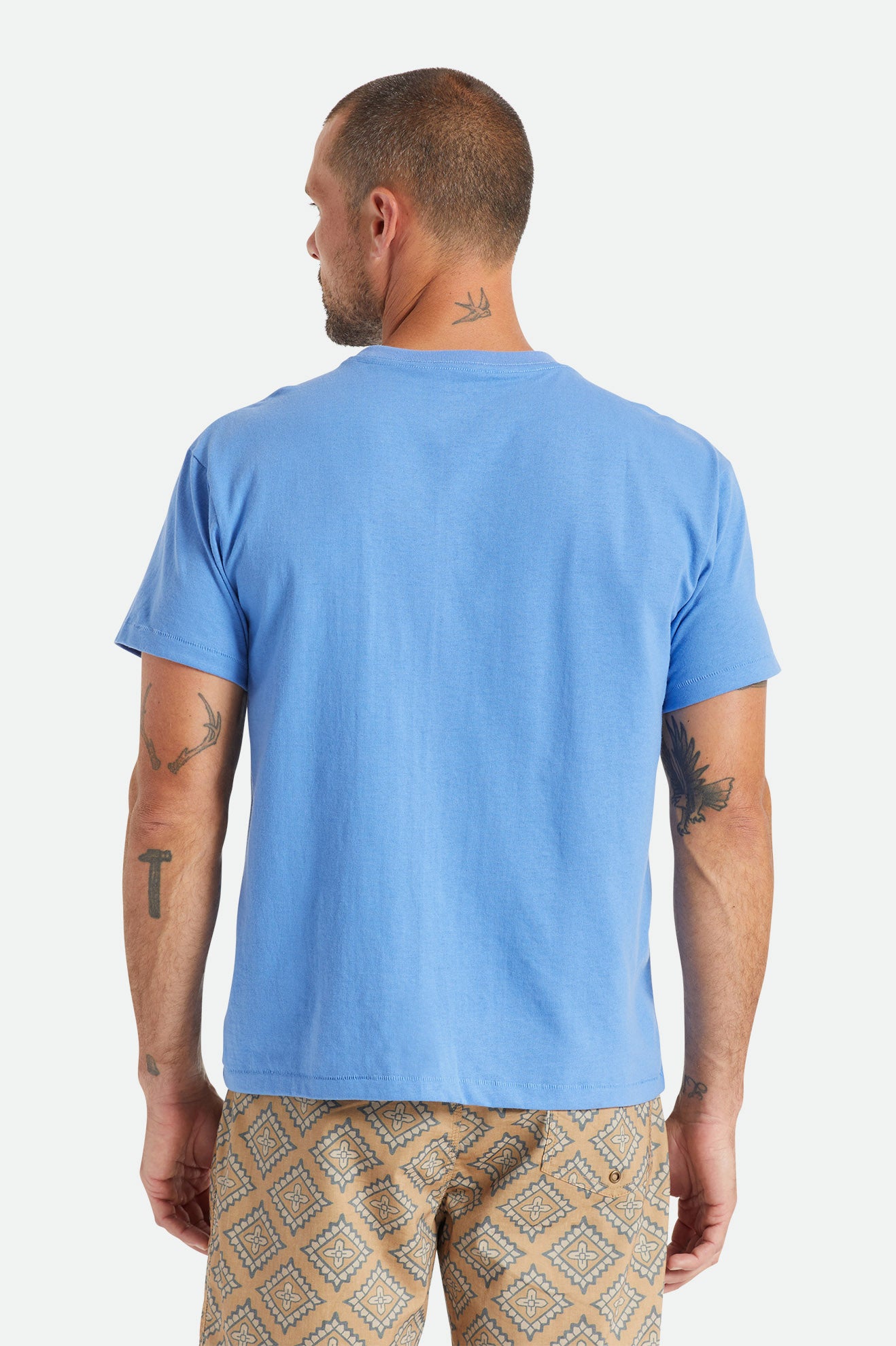 Men's Brixton Basic S/S Pocket Tops Blue | 0512OFZNW