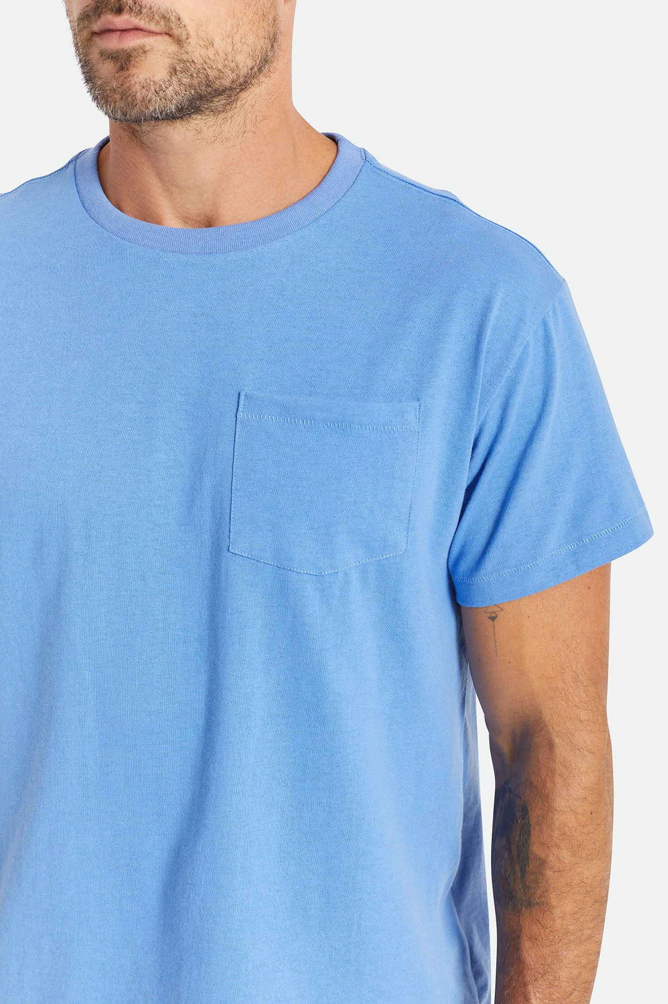 Men's Brixton Basic S/S Pocket Tops Blue | 0512OFZNW