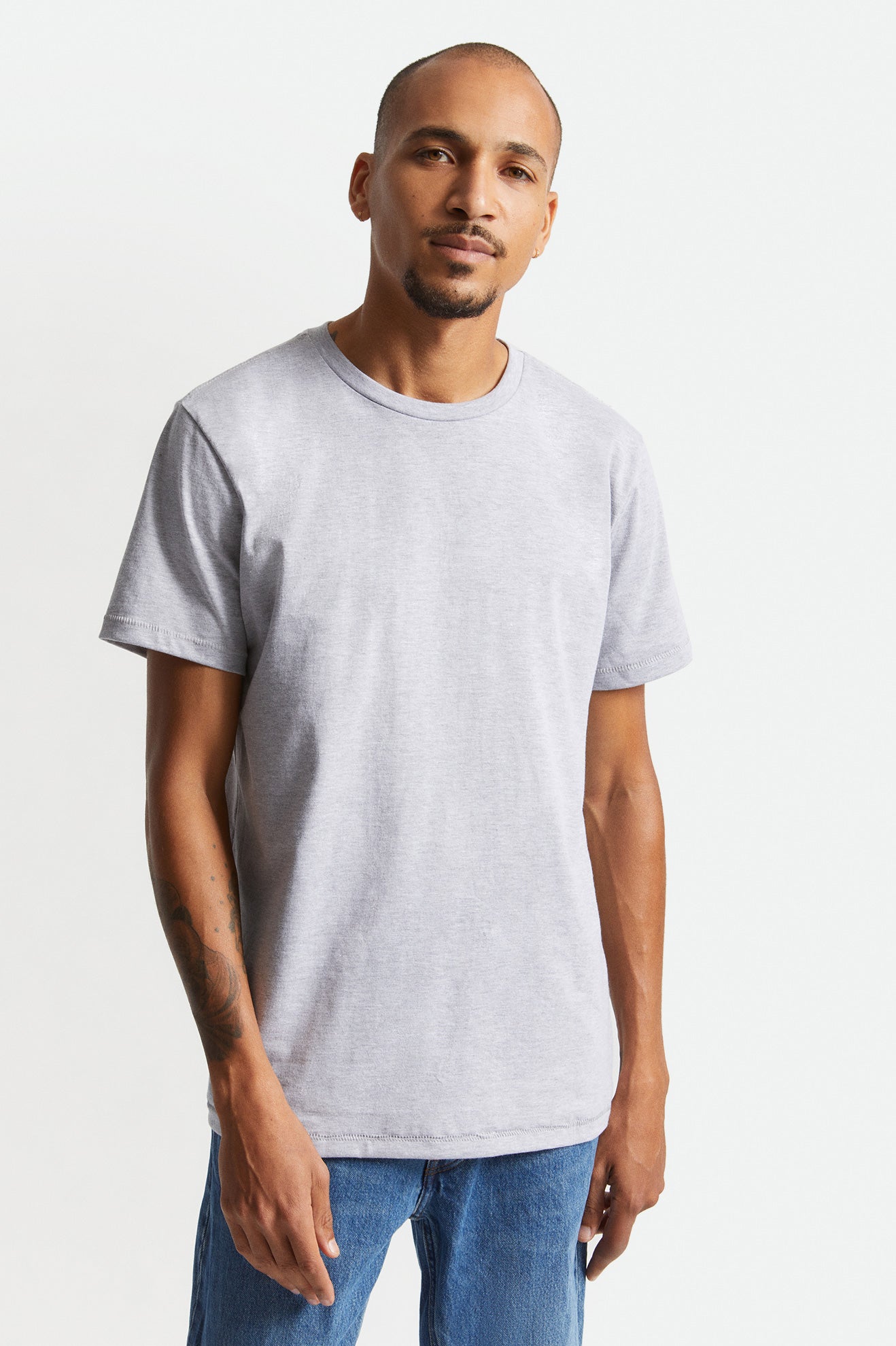 Men\'s Brixton Basic S/S Tailored Tops Grey | 1506FCQSG