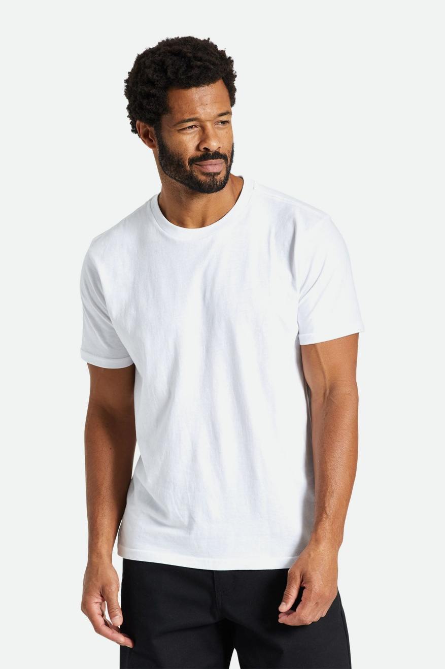 Men\'s Brixton Basic S/S Tailored Tops White | 1956EJPIC