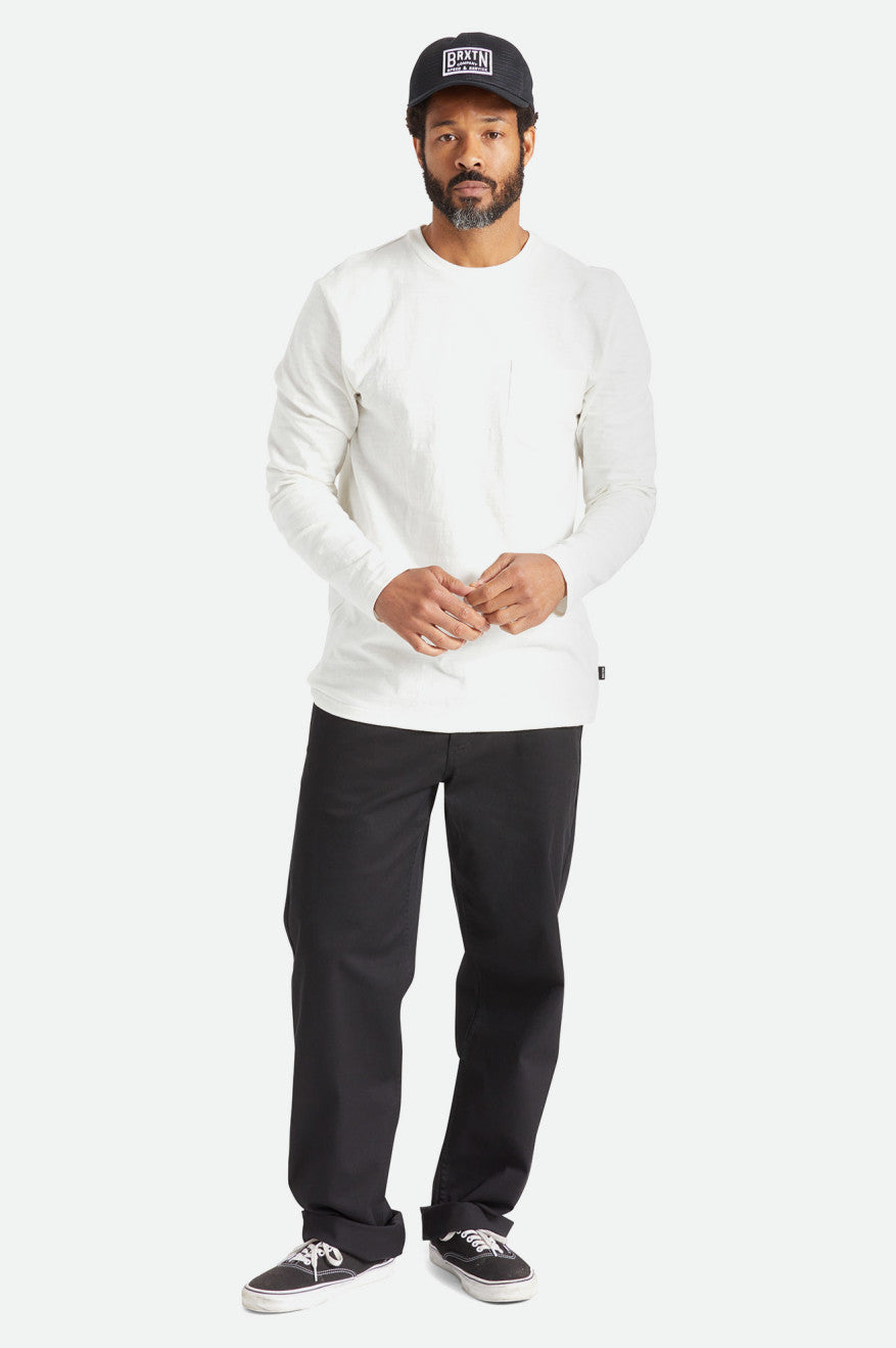 Men's Brixton Basic Slub L/S Pocket Knitwear White | 5216RZYJP